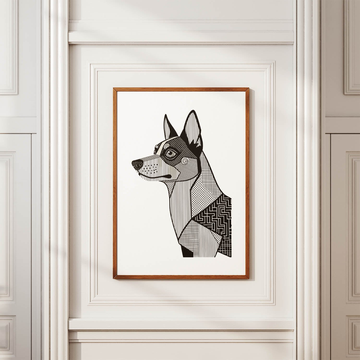 Cattle Dog Geometric Line Art mockup