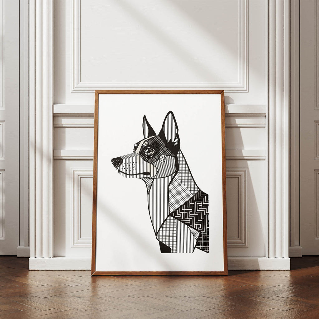 Cattle Dog Geometric Line Art mockup