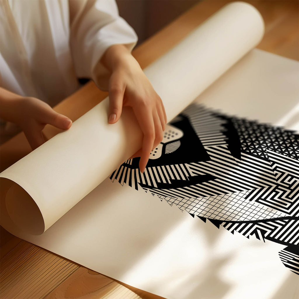 Caucasian Geometric Line Art Print - Framed Mockup