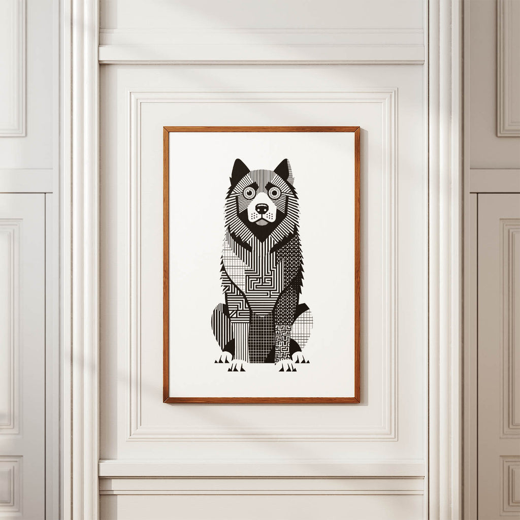Caucasian Geometric Line Art Print - Framed Mockup
