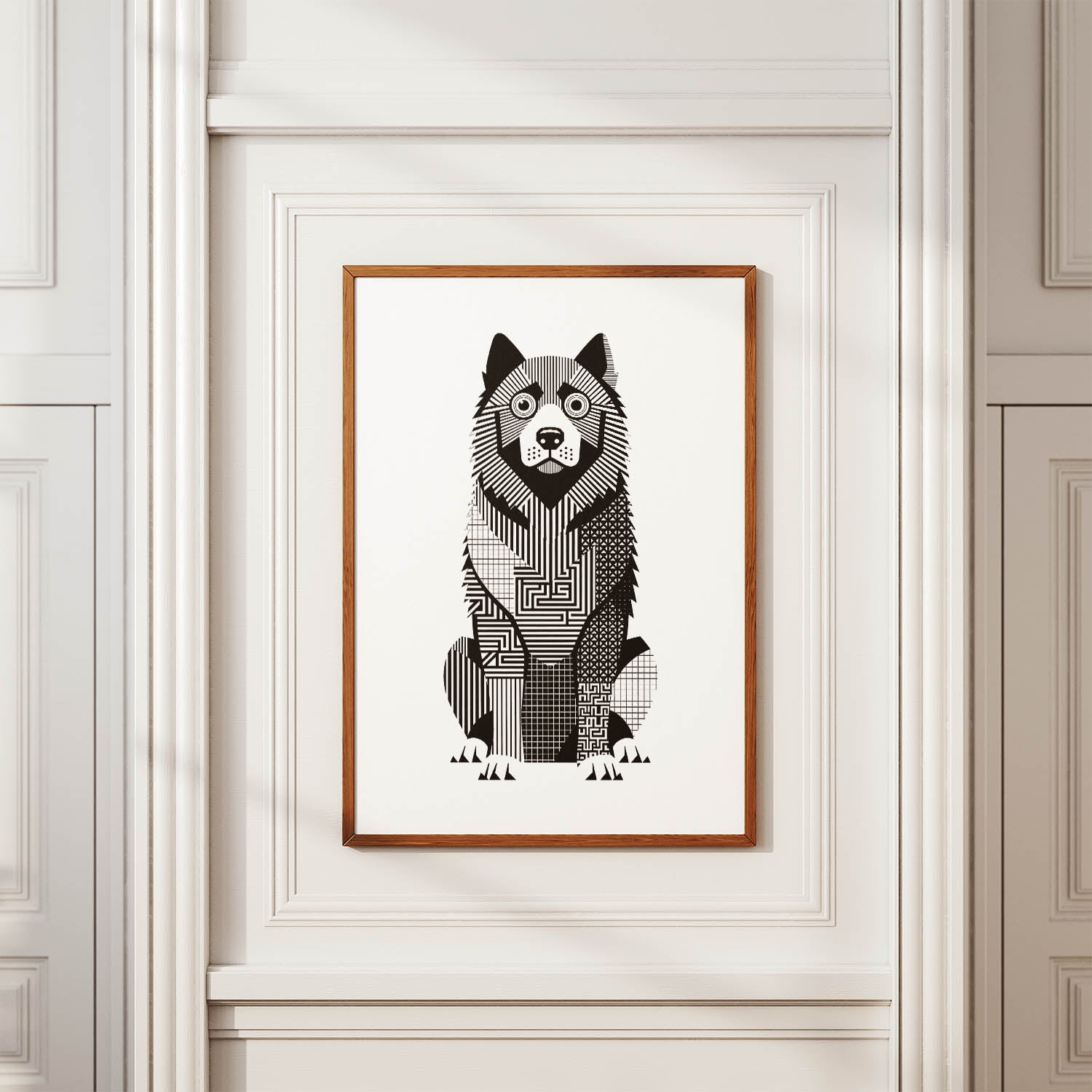 Caucasian Geometric Line Art Print - Framed Mockup
