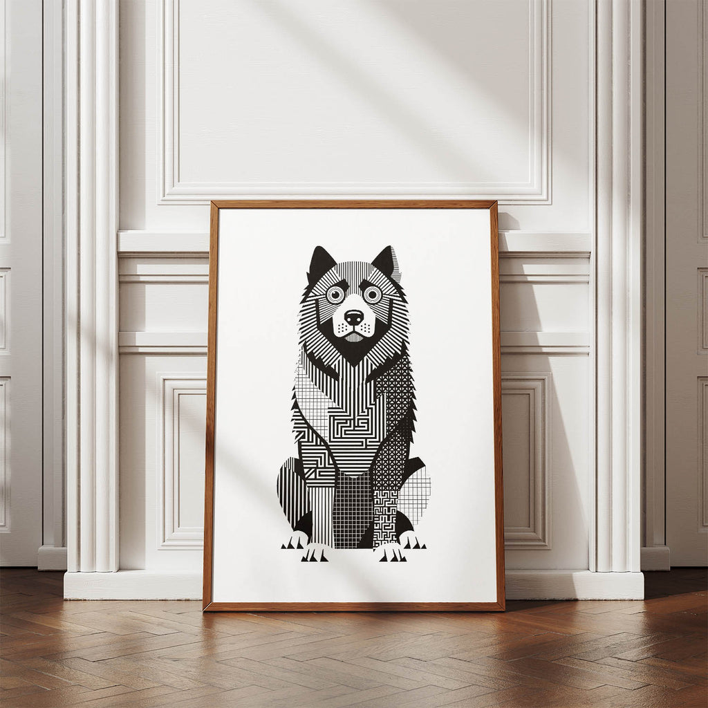 Caucasian Geometric Line Art Print - Framed Mockup