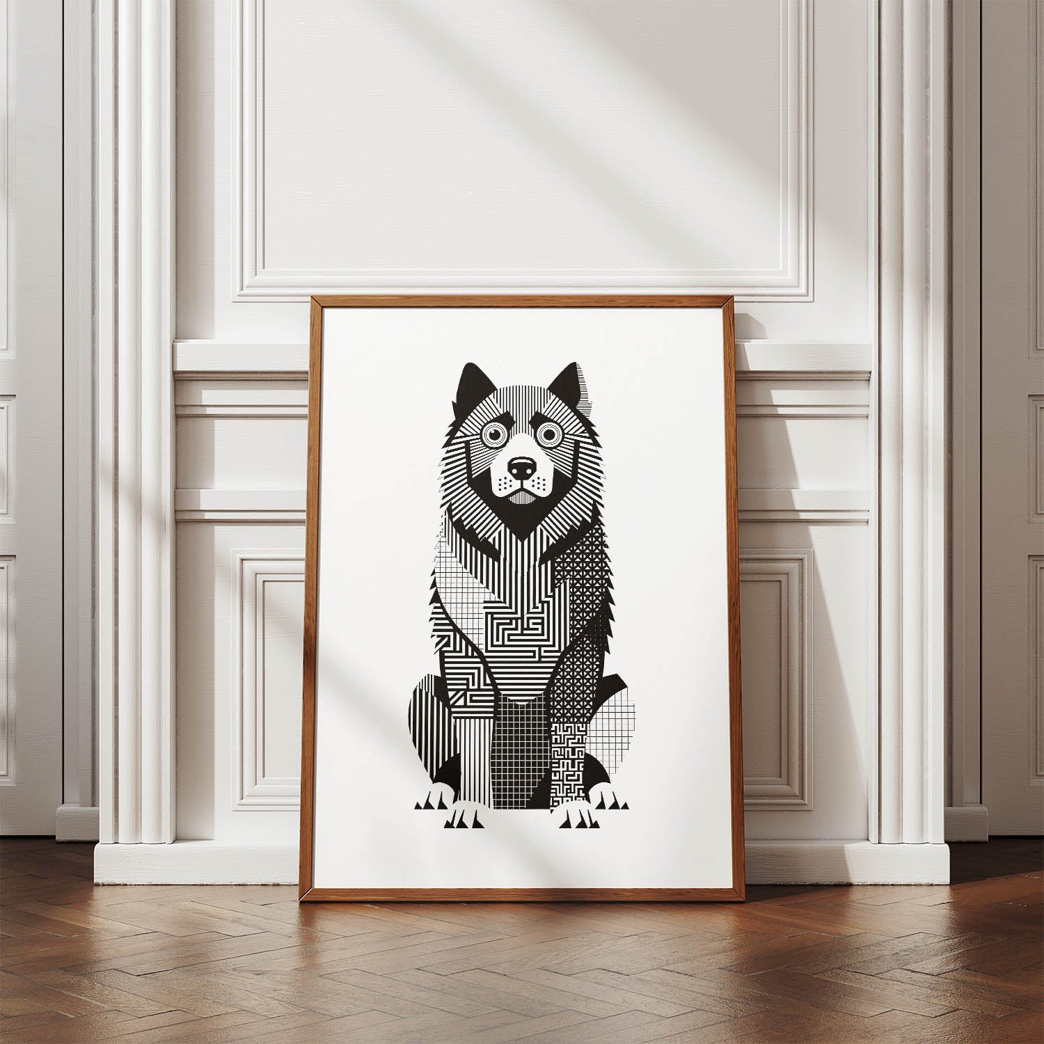 Caucasian Geometric Line Art Print - Framed Mockup