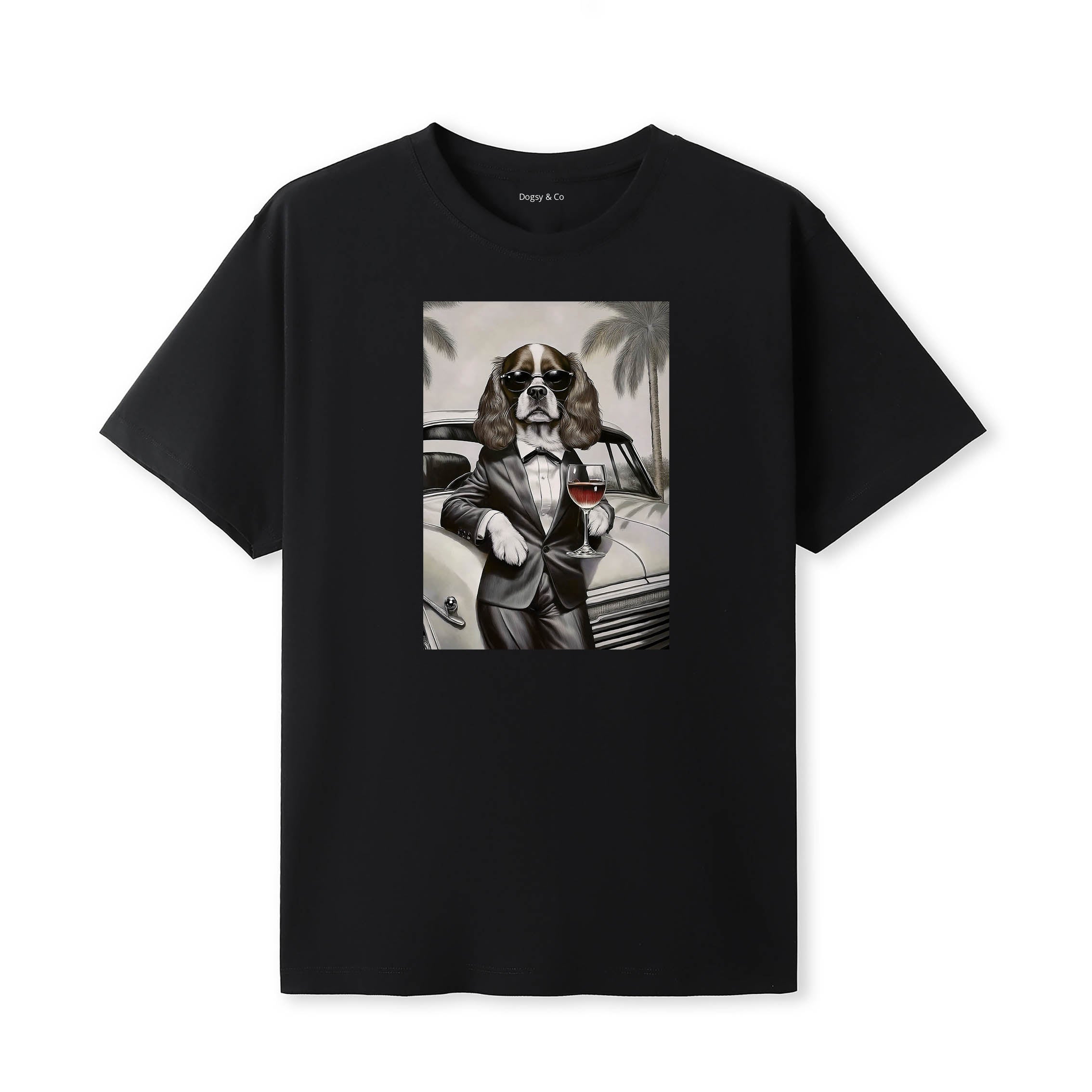 Cavalier King Charles Spaniel distinguished gentleman dog t-shirt - black
