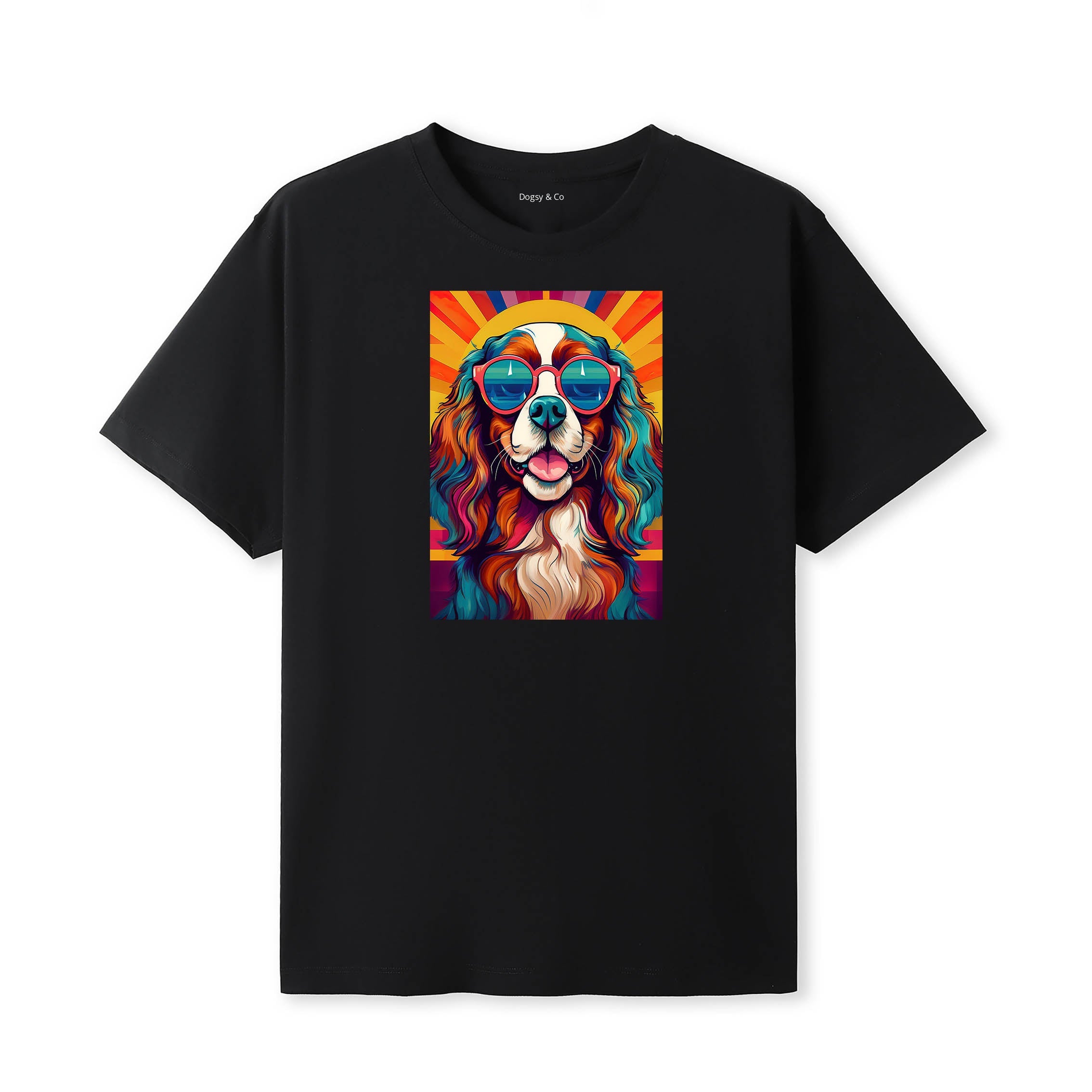 Cavalier King Charles Spaniel Sunnies Dog T-Shirt Black