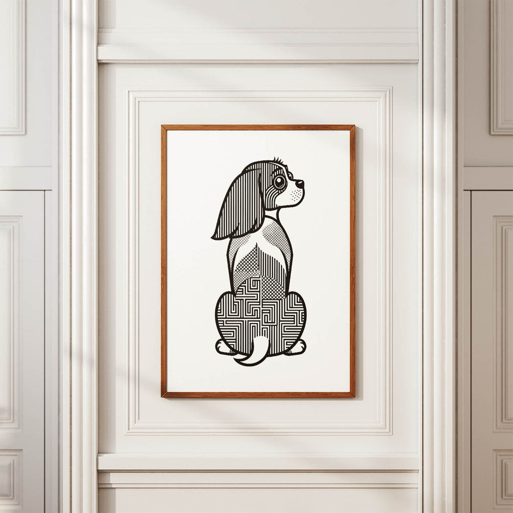 Cavalier Spaniel Geometric Line Art mockup
