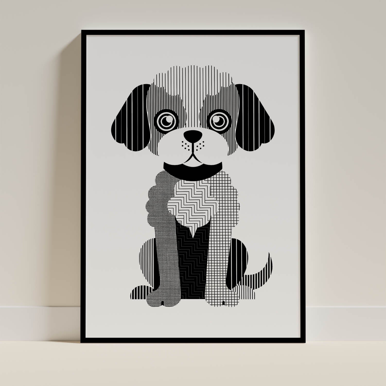 Cavoodle Geometric Line Art - Black Frame Mockup