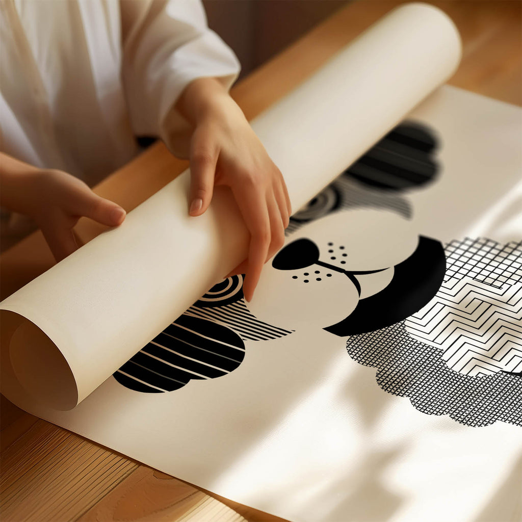 Cavoodle Geometric Line Art Print - Framed Mockup