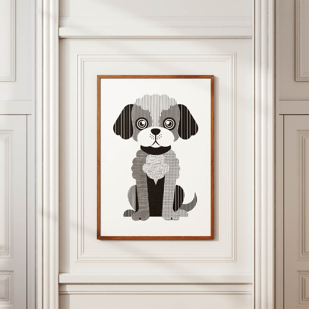 Cavoodle Geometric Line Art Print - Framed Mockup