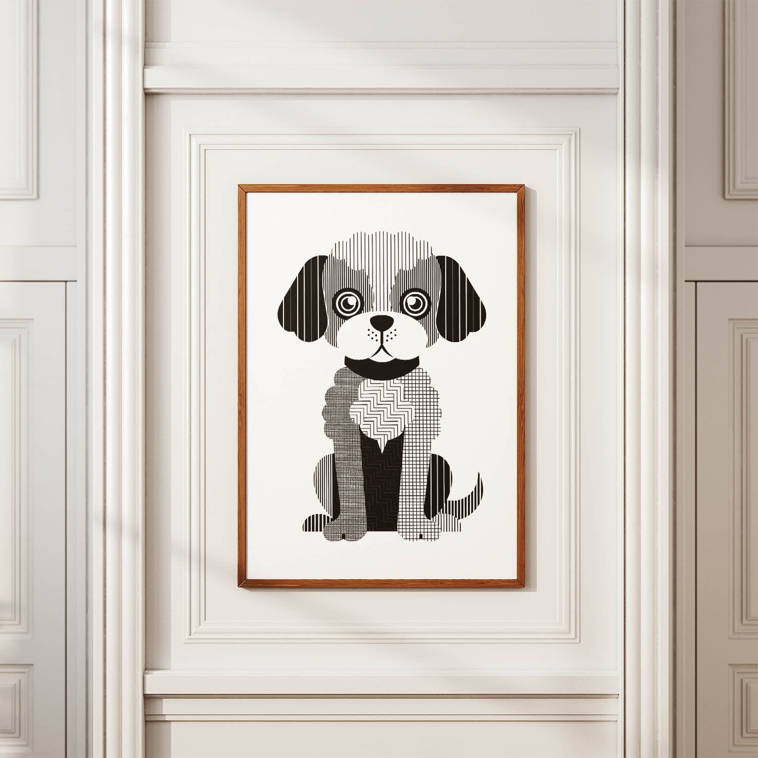Cavoodle Geometric Line Art Print - Framed Mockup