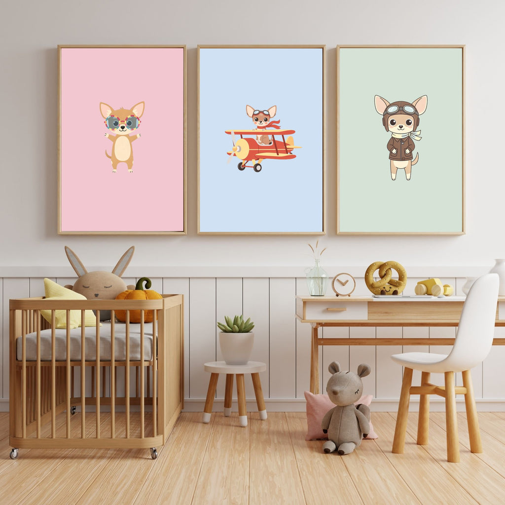 Chihuahua Kids Nursery Wall Art Print Bundle — 22 Dog Costume Designs, 5 Colours, 6 Print Sizes | Digital Download