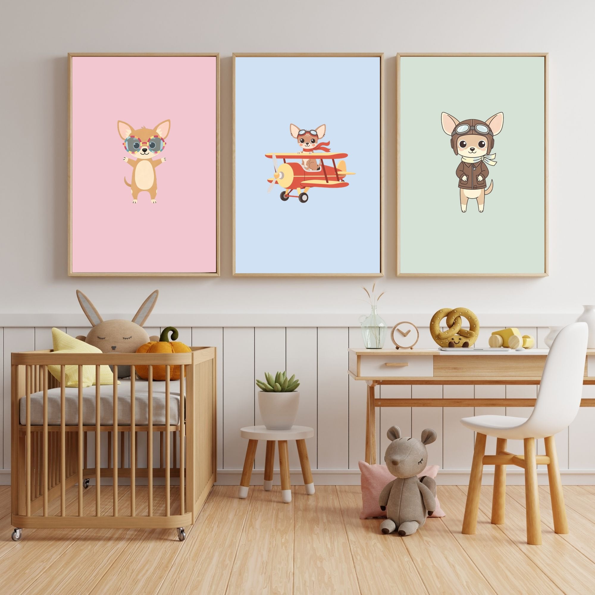 Chihuahua Kids Nursery Wall Art Print Bundle — 22 Dog Costume Designs, 5 Colours, 6 Print Sizes | Digital Download