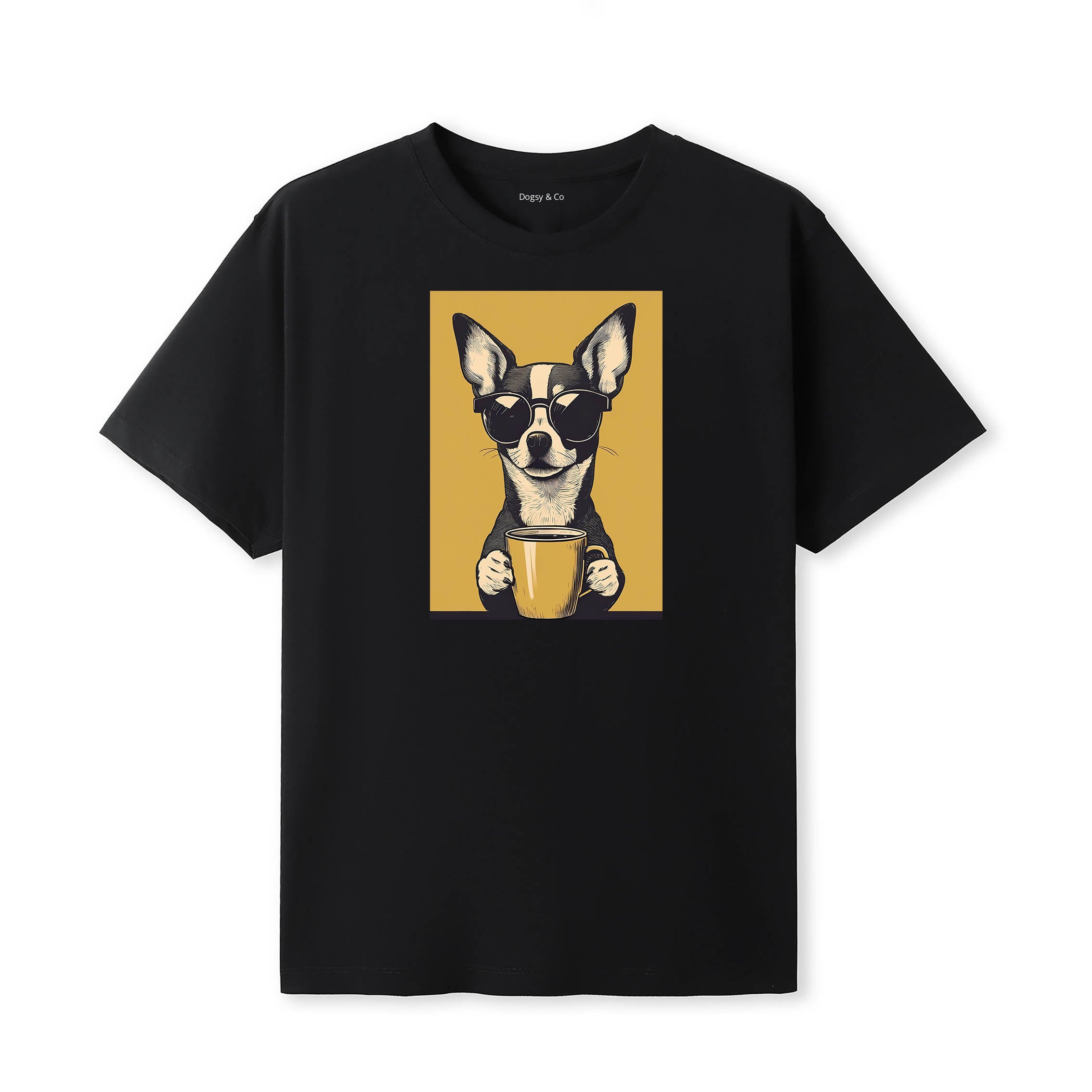 Chihuahua Coffee Dog T-Shirt Black
