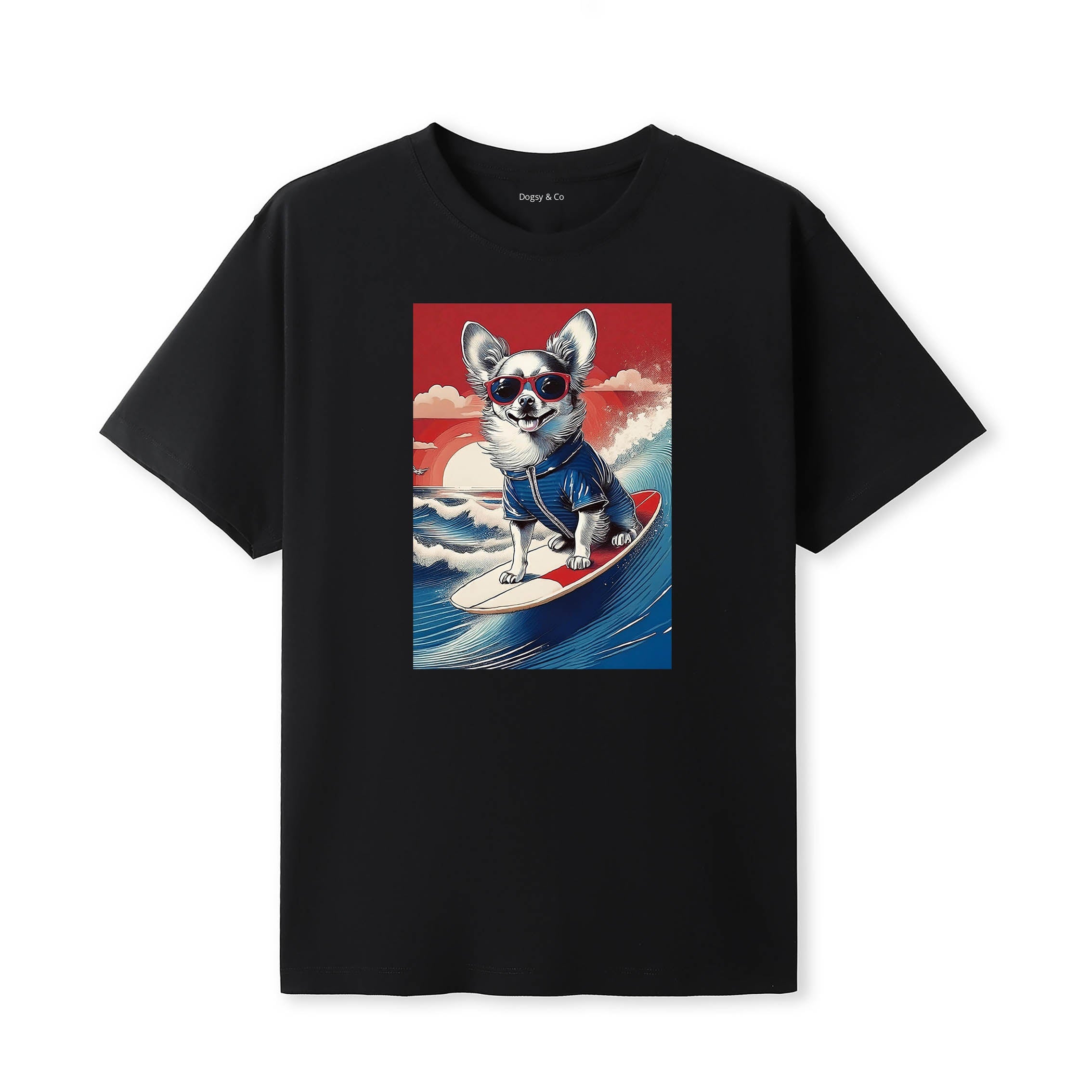 Chihuahua Surfer Hokusai Dogs T-Shirt Artwork
