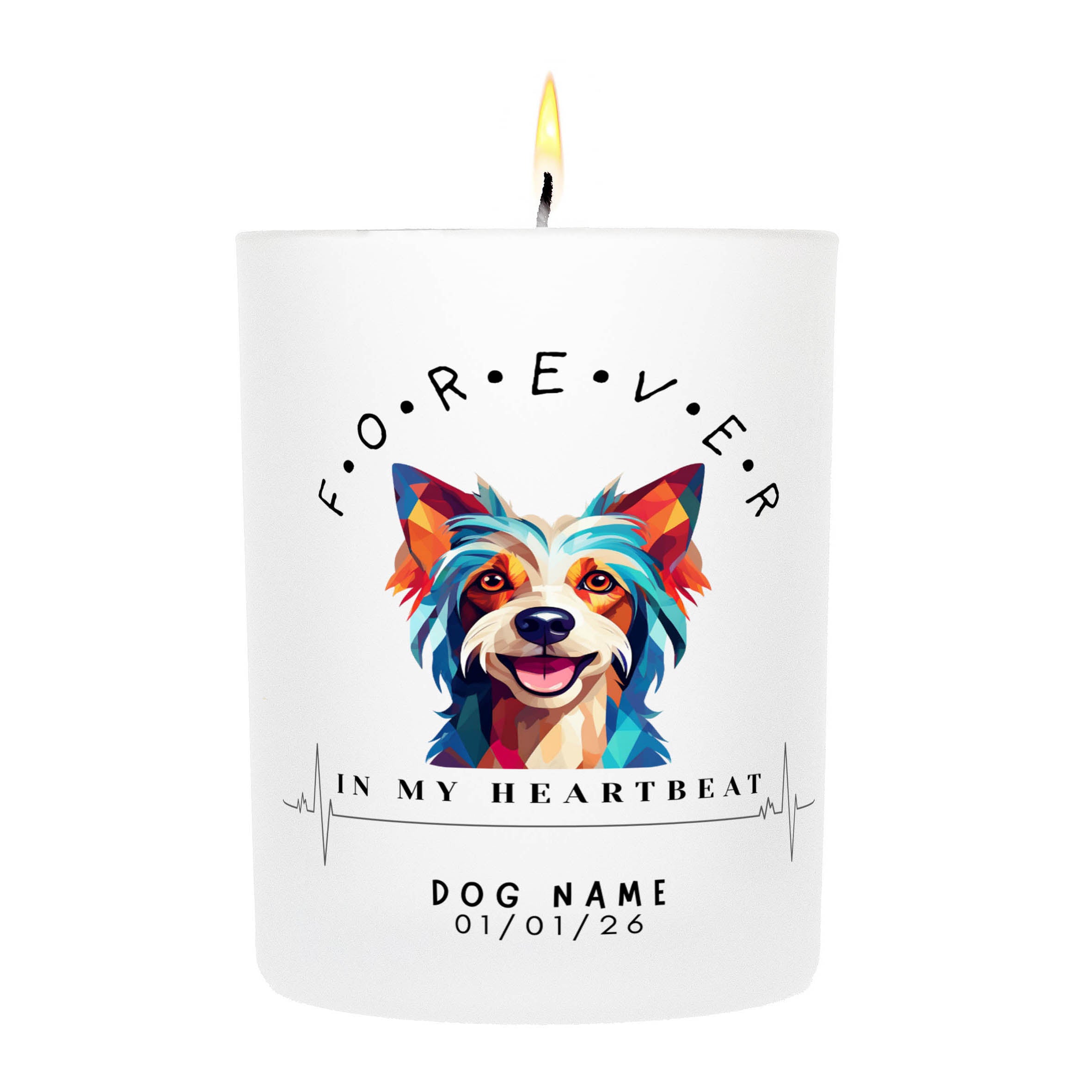 Chinese Crested – Forever in My Heartbeat Custom Candle