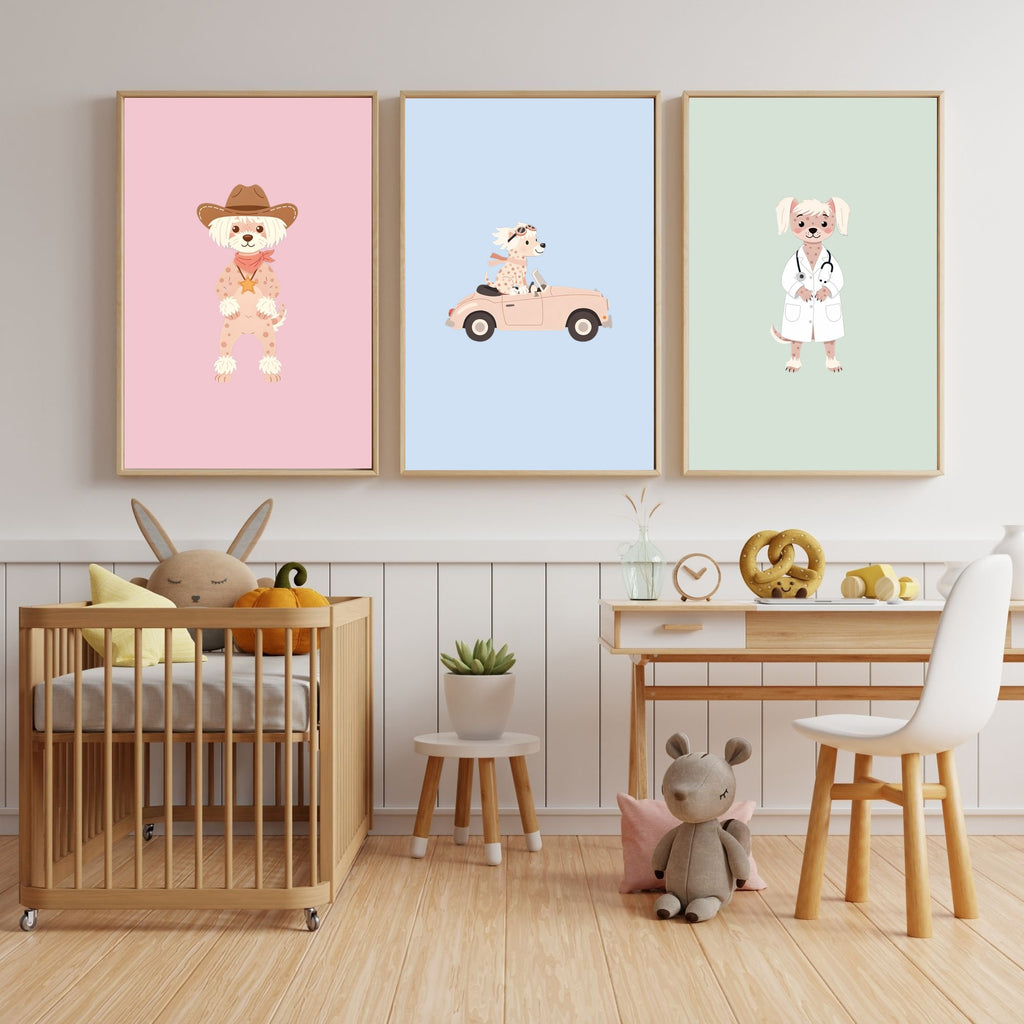 Chinese Crested Kids Nursery Wall Art Print Bundle — 22 Dog Costume Designs, 5 Colours, 6 Print Sizes | Digital Download