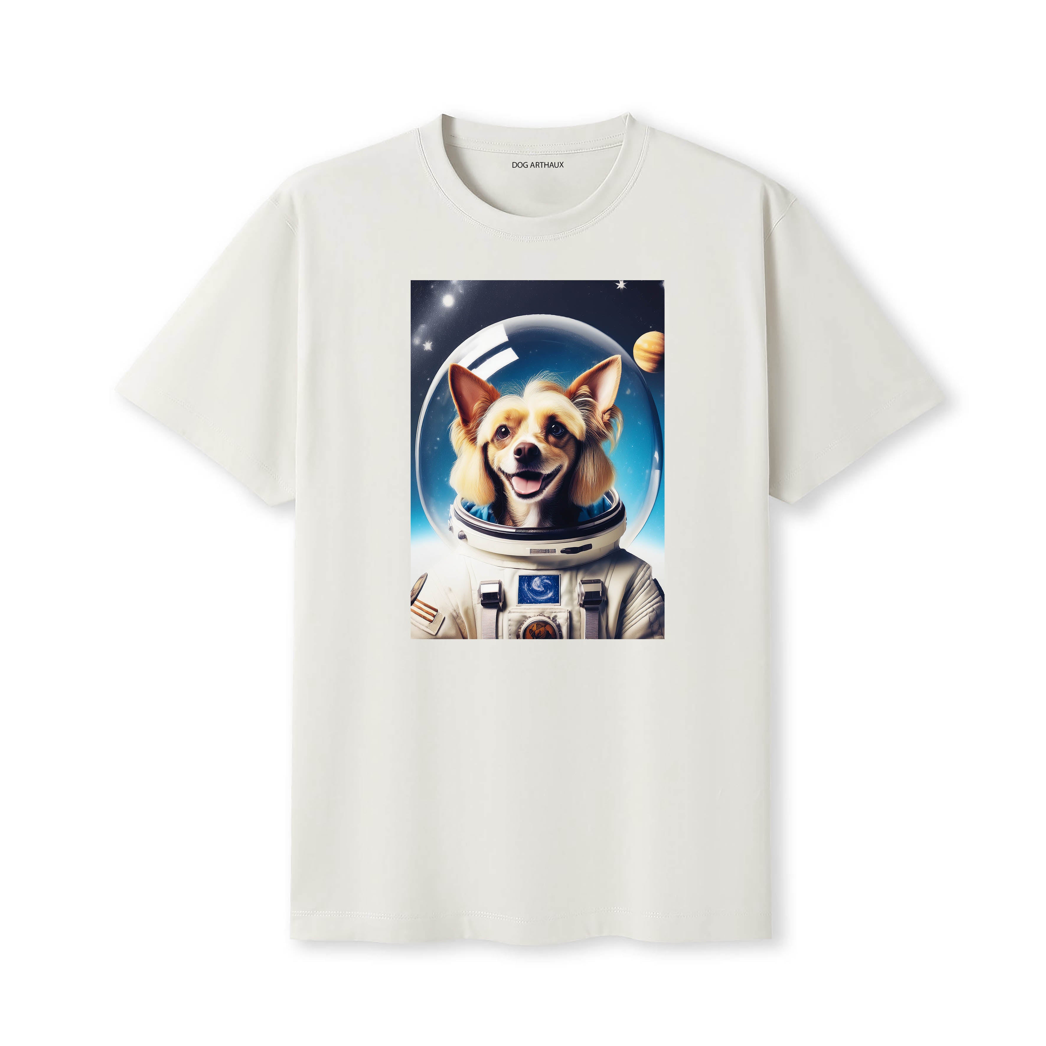 Chinese Crested Astronaut Dog T-shirt - Natural