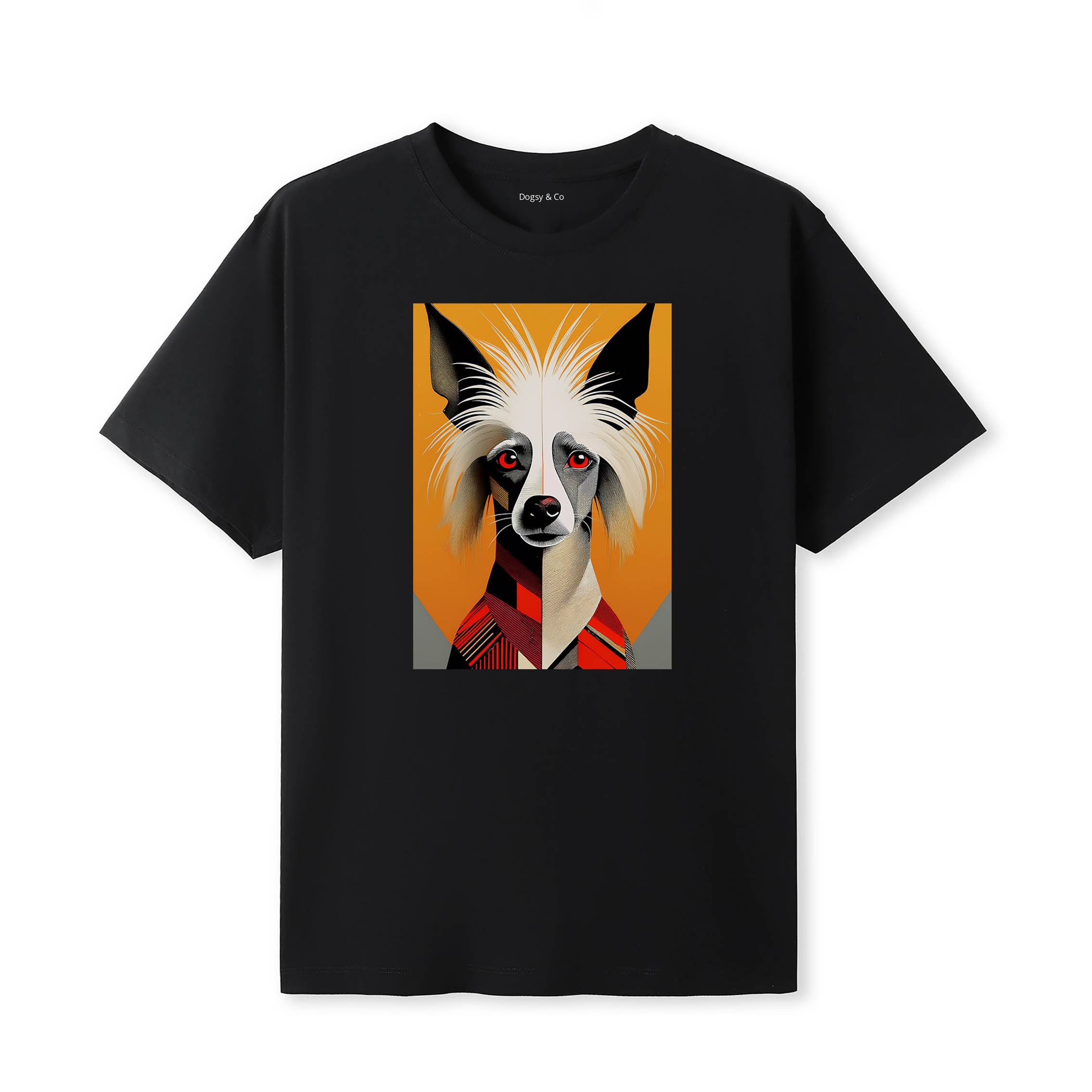 Chinese Crested Retro Geo Orange Dog T-Shirt | Dogsy & Co