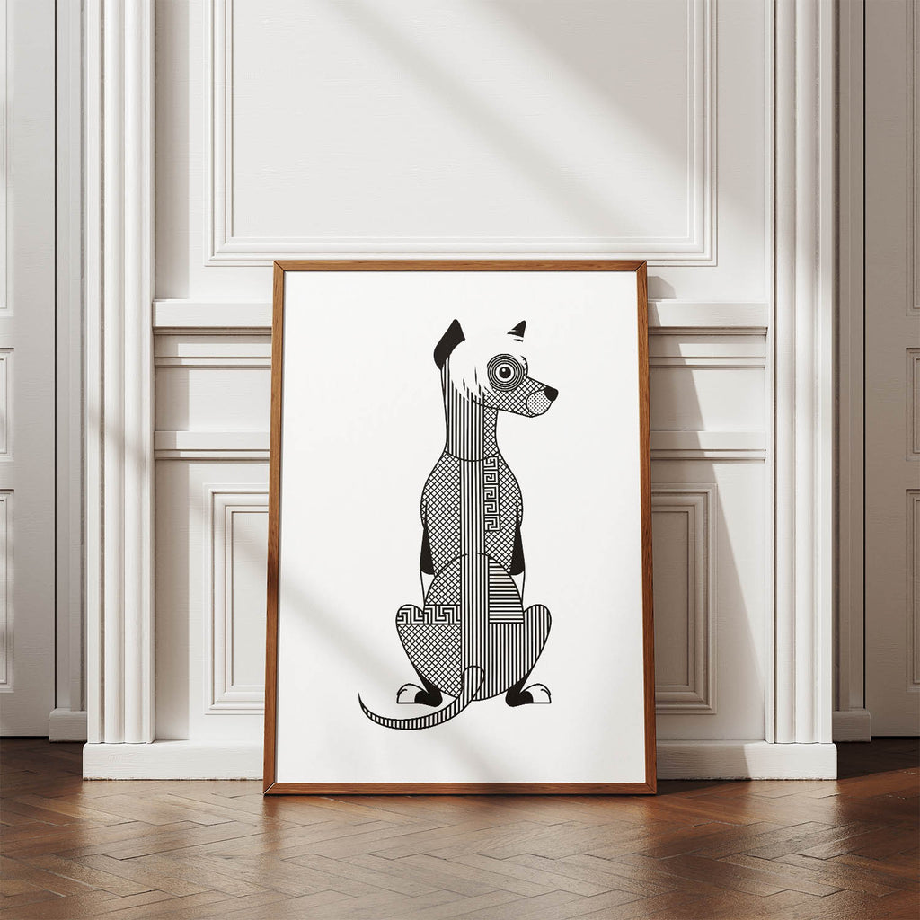 Chinese Crested Geometric Line Art mockup