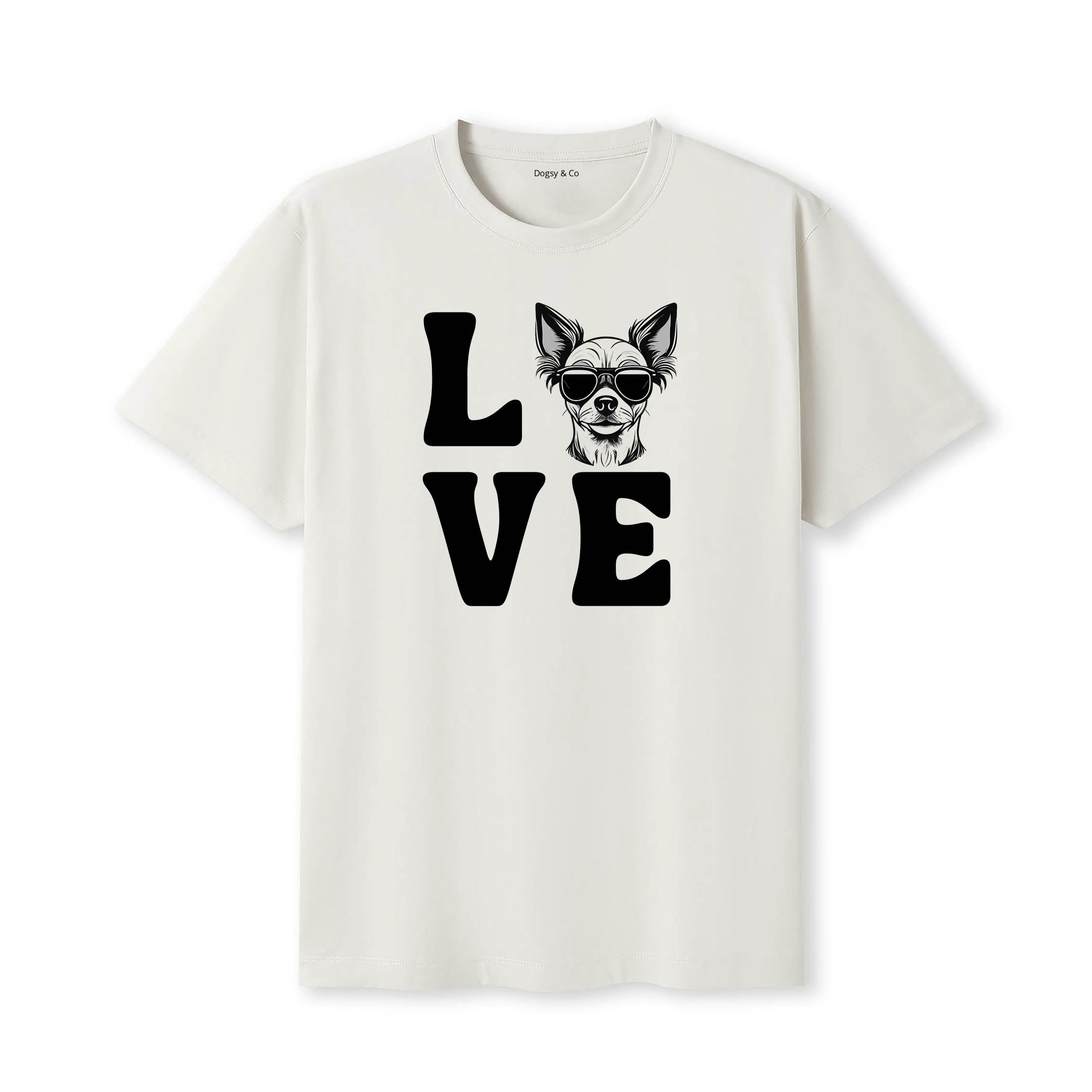 Chinese Crested LOVE DOGS Tshirt - Natural