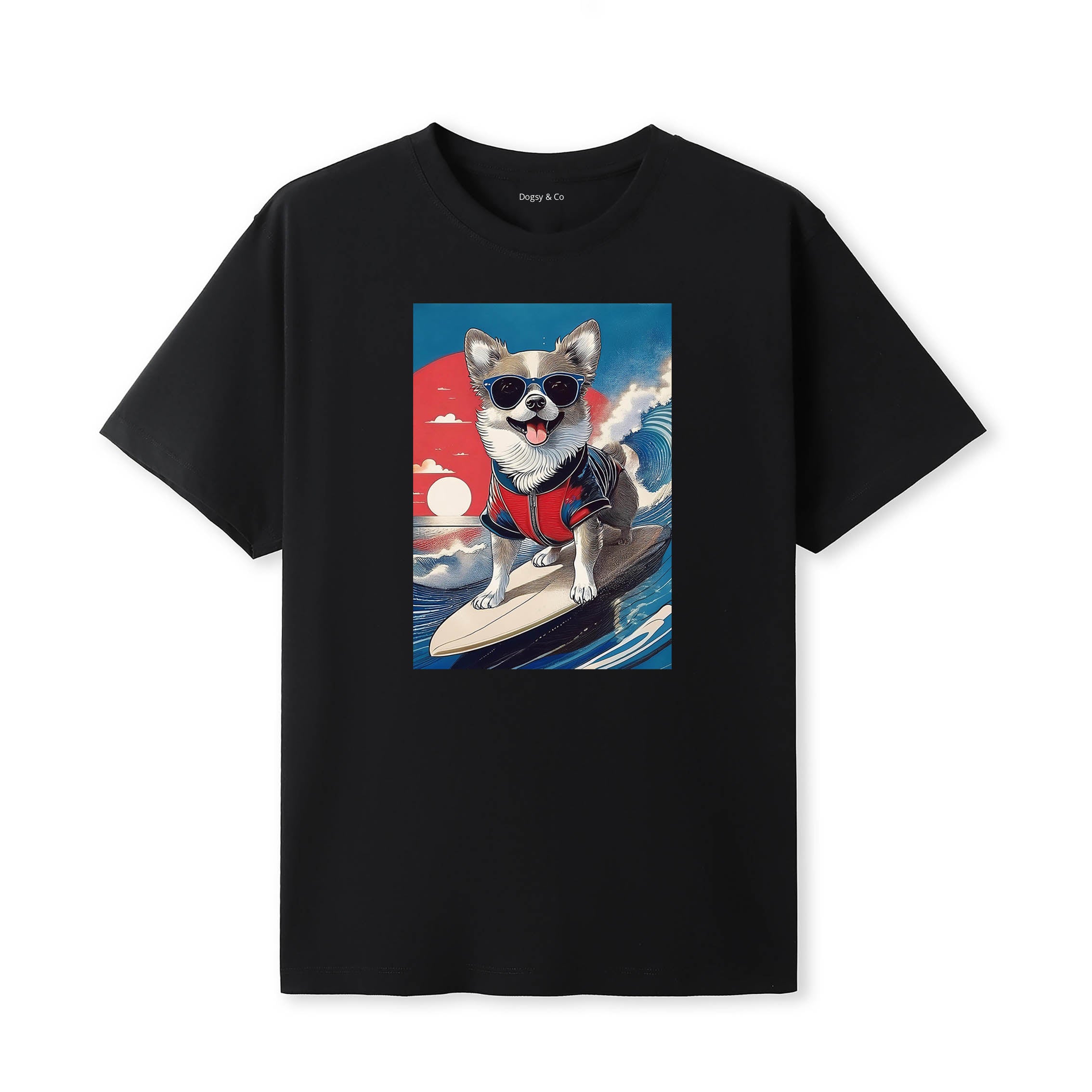 Chipoo Surfer Hokusai Dogs T-Shirt Artwork