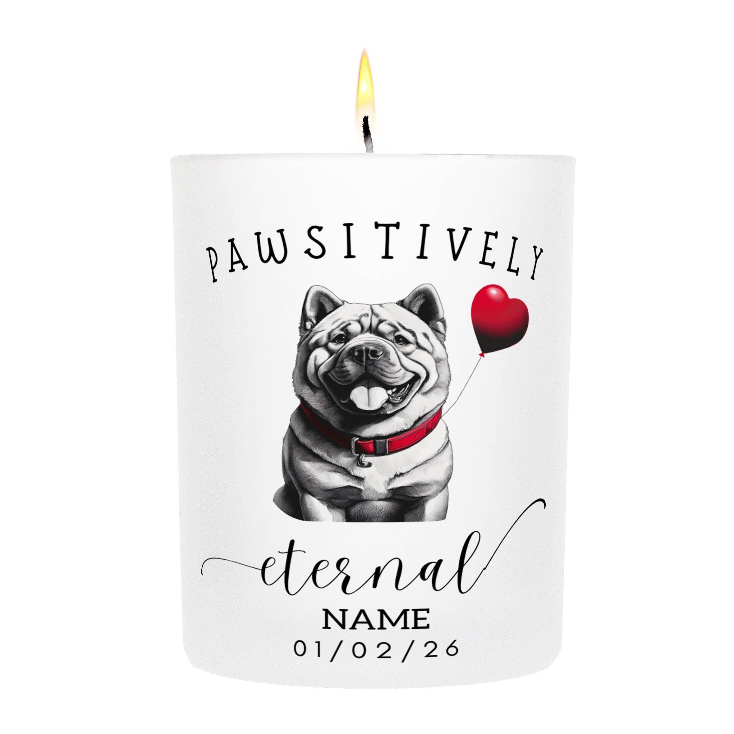 Chow Chow In Memory Custom Pawsitively Eternal Candle White