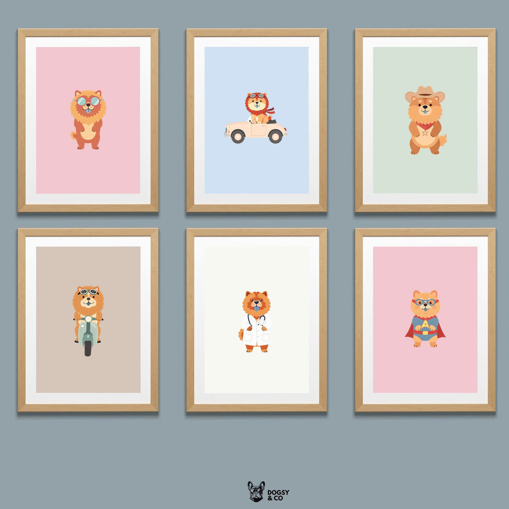 Chow Chow Kids Nursery Wall Art Print Bundle — 22 Dog Costume Designs, 5 Colours, 6 Print Sizes | Digital Download