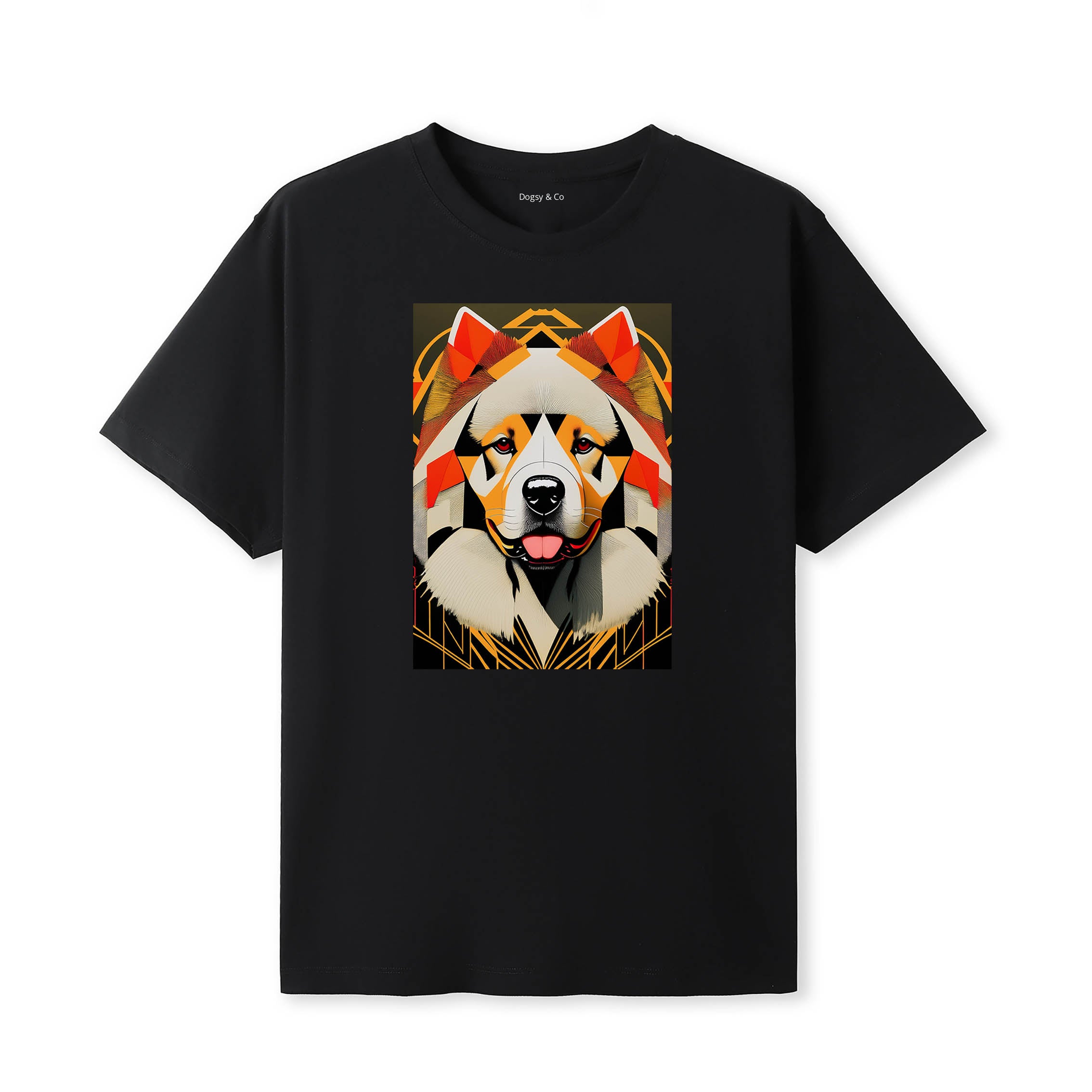 Chow Chow Retro Geo Orange Dog T-Shirt | Dogsy & Co