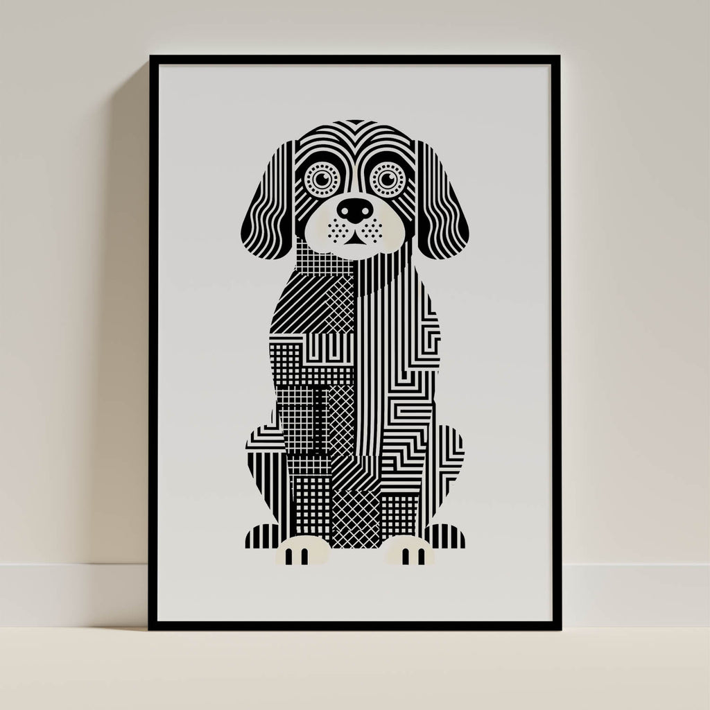 Cobberdog Geometric Line Art - Black Frame Mockup