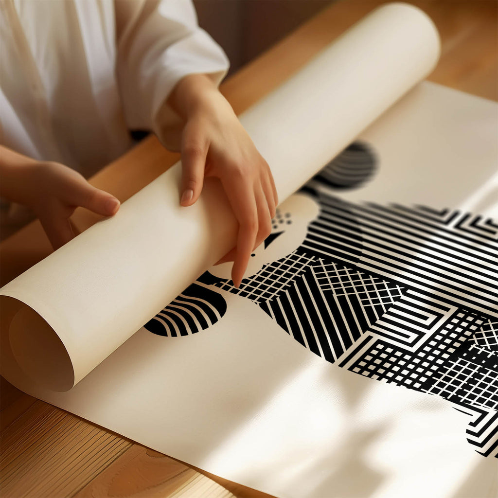 Cobberdog Geometric Line Art Print - Framed Mockup