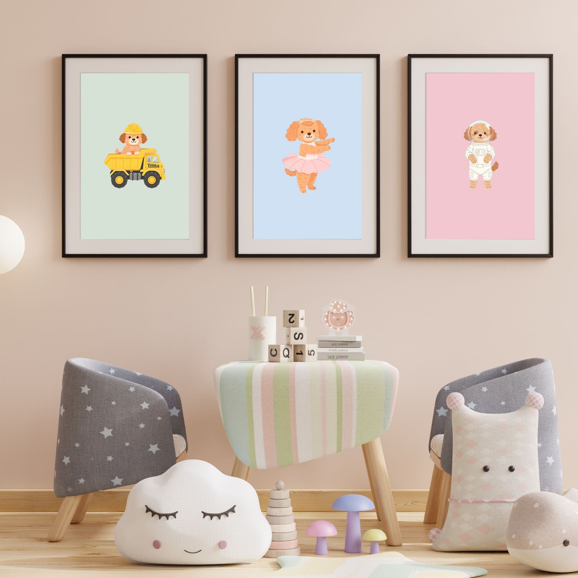 Cockapoo Kids Nursery Wall Art Print Bundle — 22 Dog Costume Designs, 5 Colours, 6 Print Sizes | Digital Download