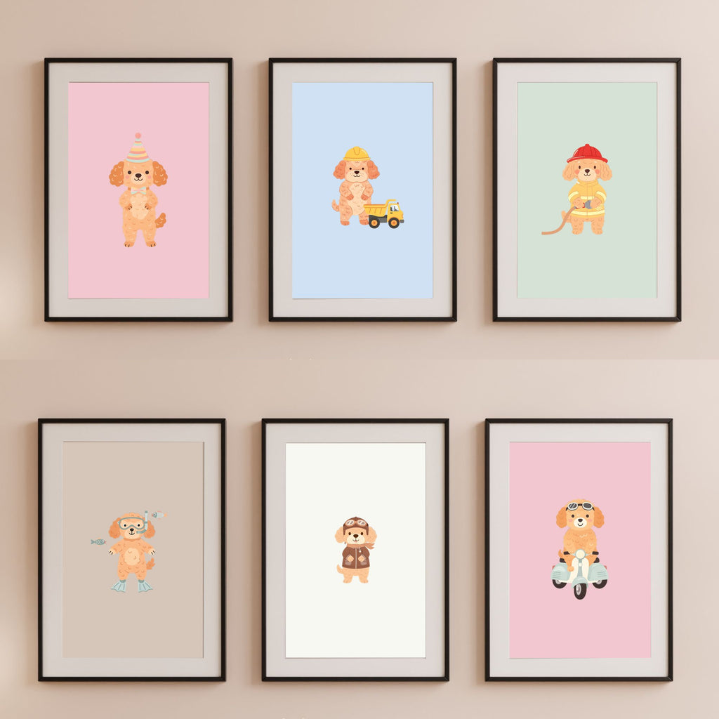 Cockapoo Kids Nursery Wall Art Print Bundle — 22 Dog Costume Designs, 5 Colours, 6 Print Sizes | Digital Download