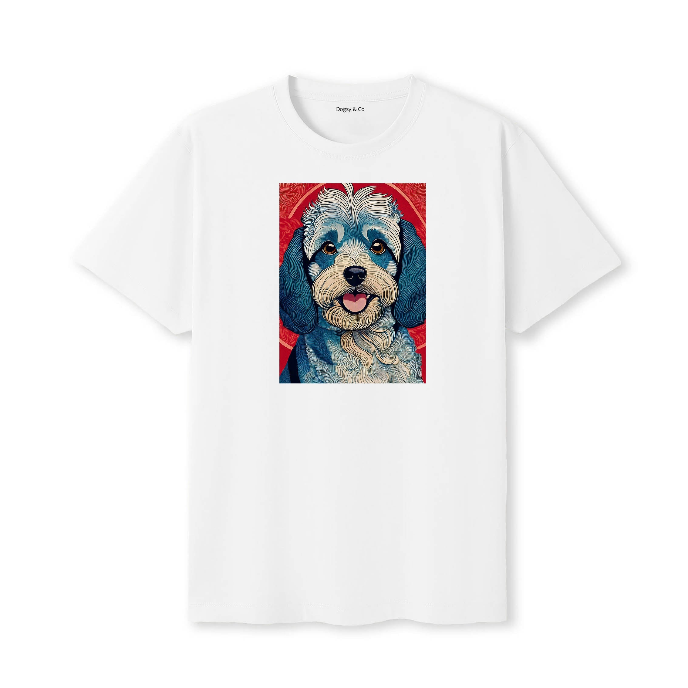 Cockapoo Hokusai Dog Portrait T-Shirt White