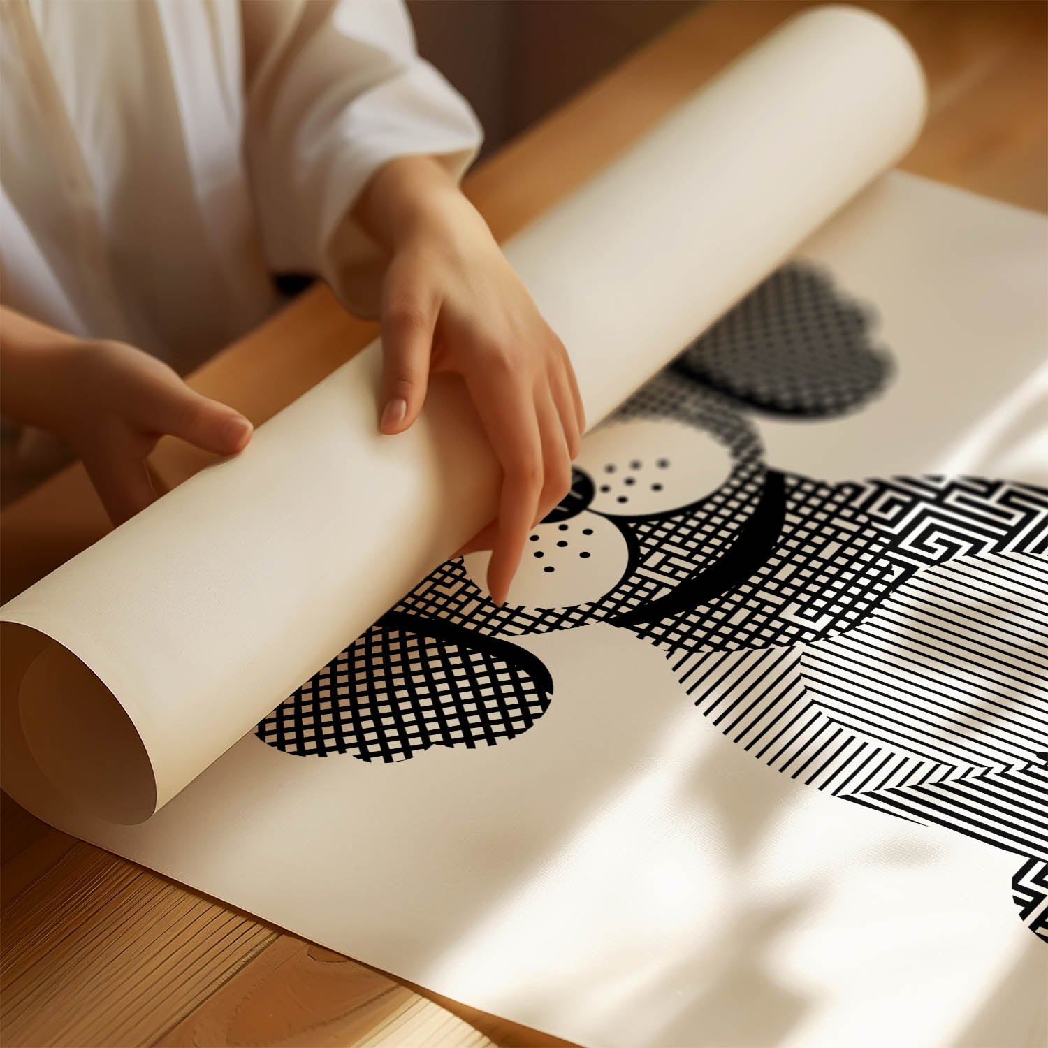 Cockapoo Geometric Line Art Print - Framed Mockup