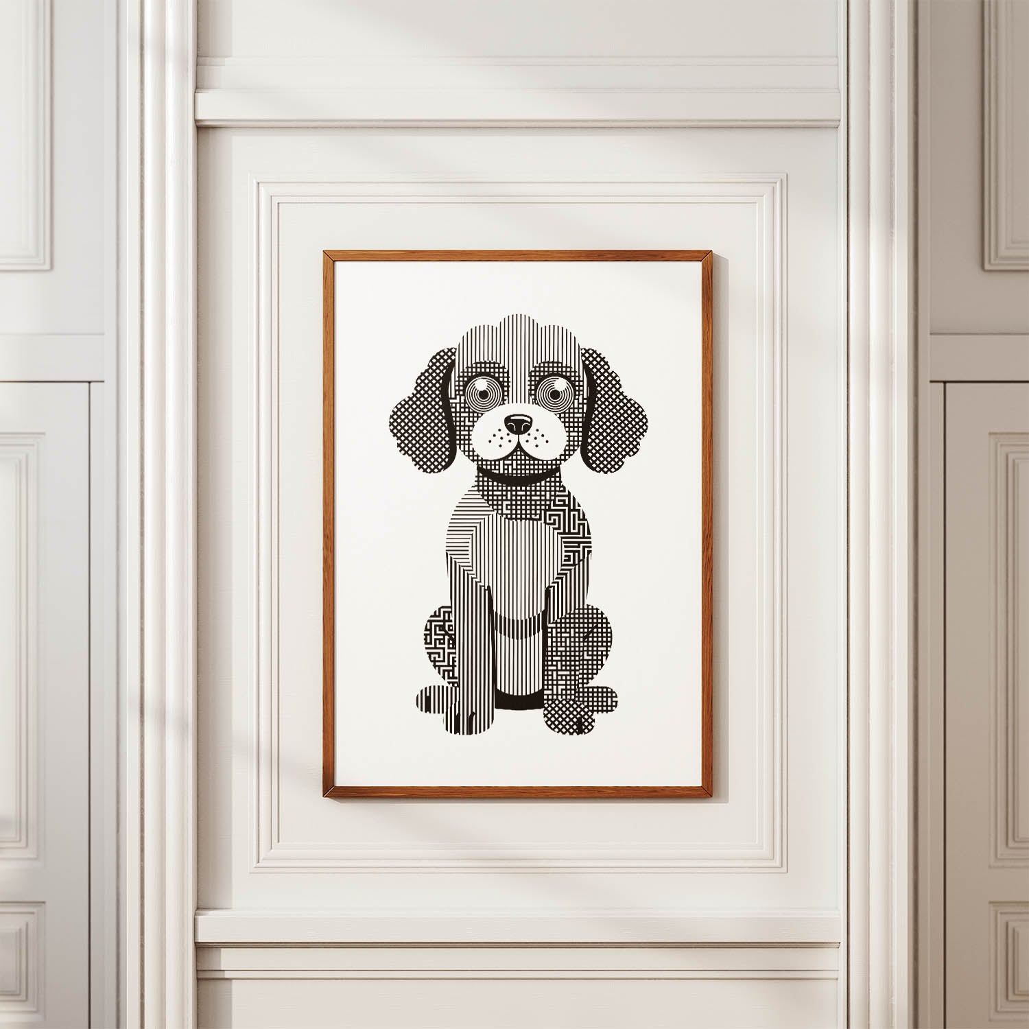 Cockapoo Geometric Line Art Print - Framed Mockup
