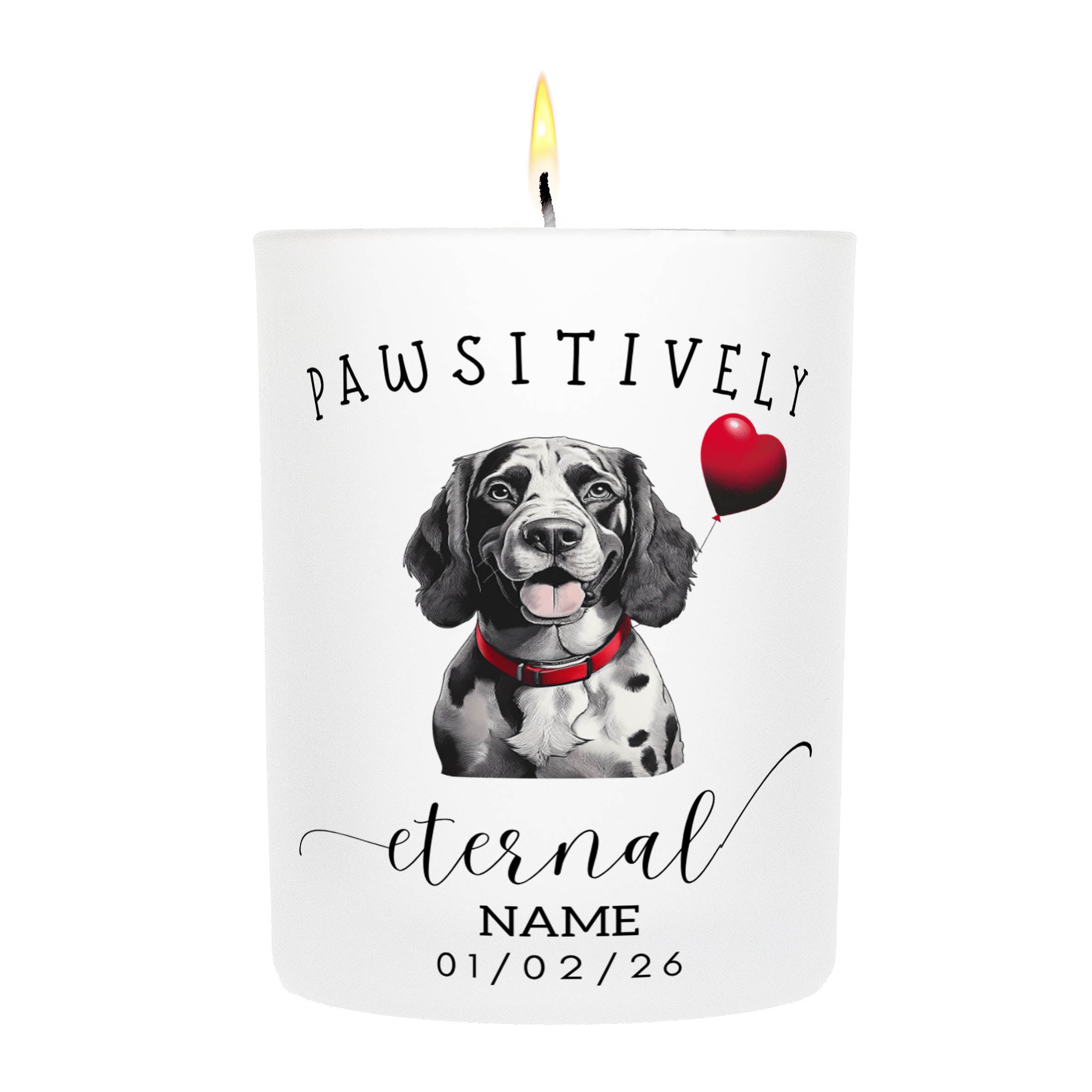Cocker Spaniel In Memory Custom Pawsitively Eternal Candle White