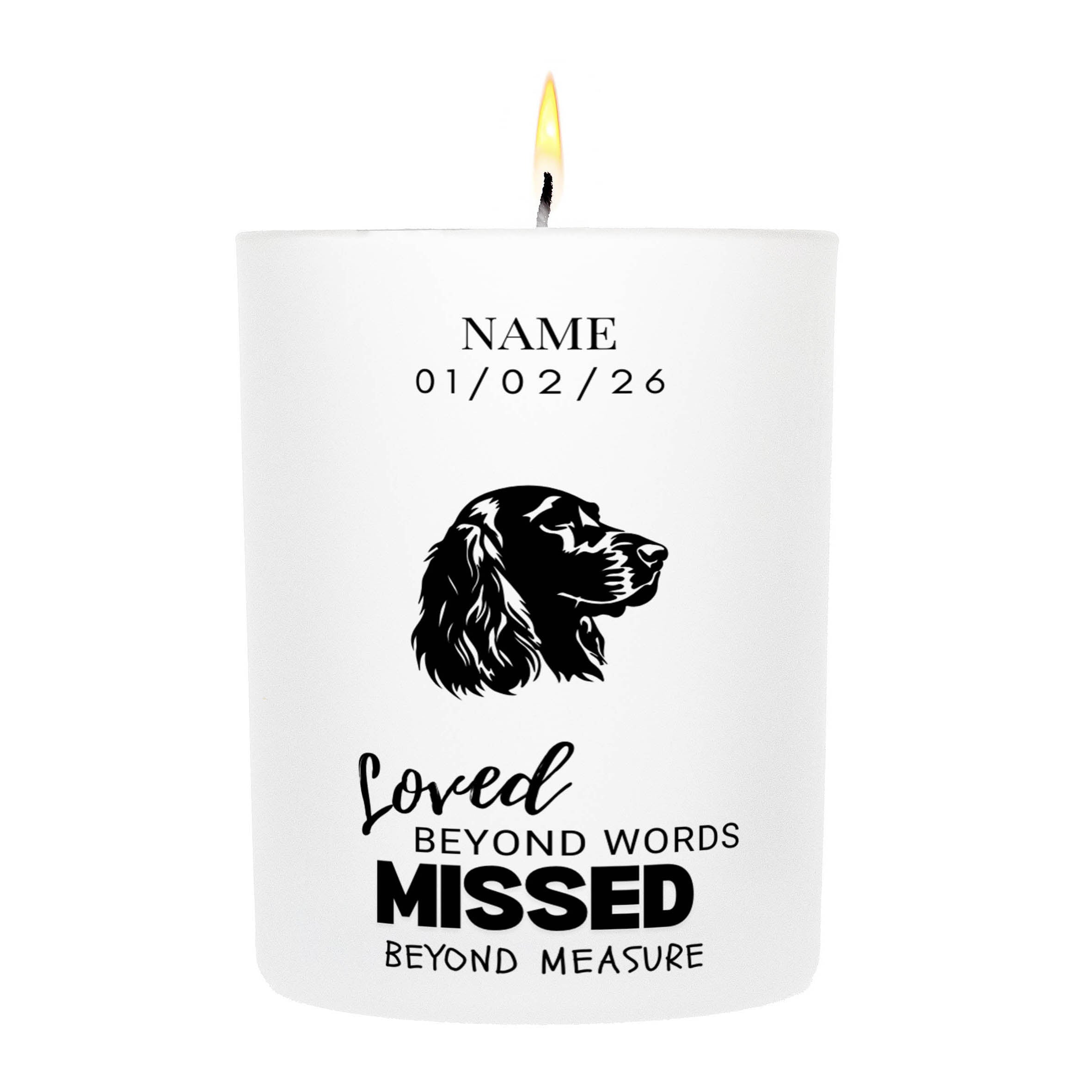 Cocker Spaniel – Loved Beyond Words, Missed Beyond Measure Custom Candle