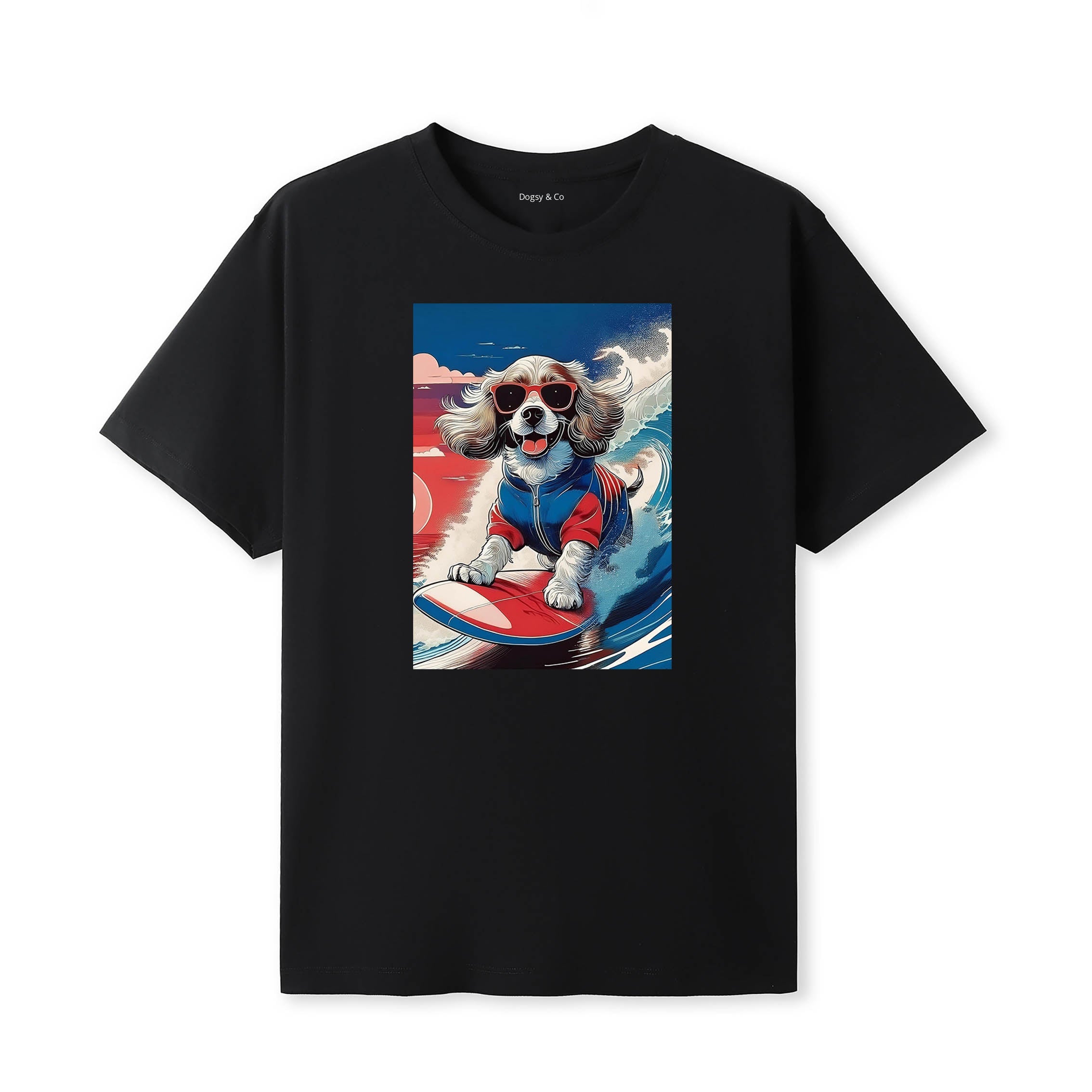 Cocker Spaniel Surfer Hokusai Dogs T-Shirt Artwork