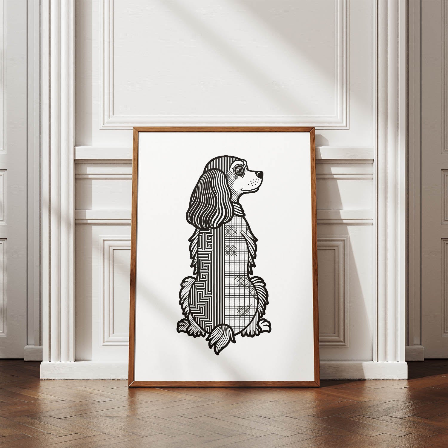 Cocker Spaniel Geometric Line Art mockup