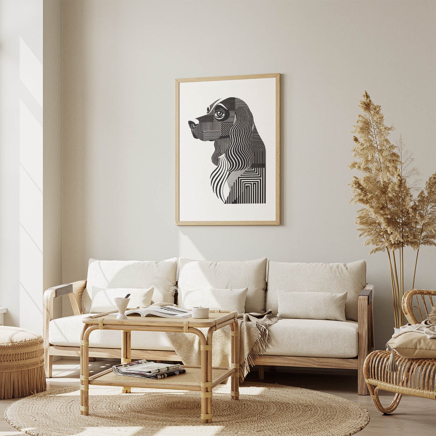 Cocker Spaniel Geometric Line Art mockup