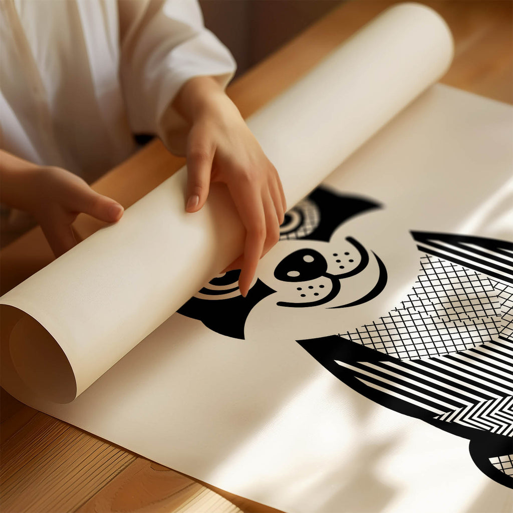 Corgi Geometric Line Art Print - Framed Mockup