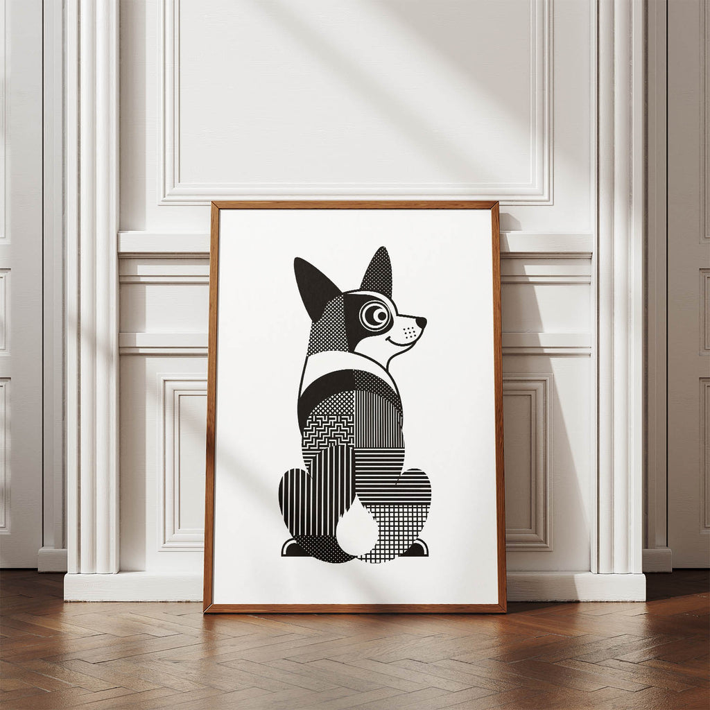 Corgi Geometric Line Art mockup