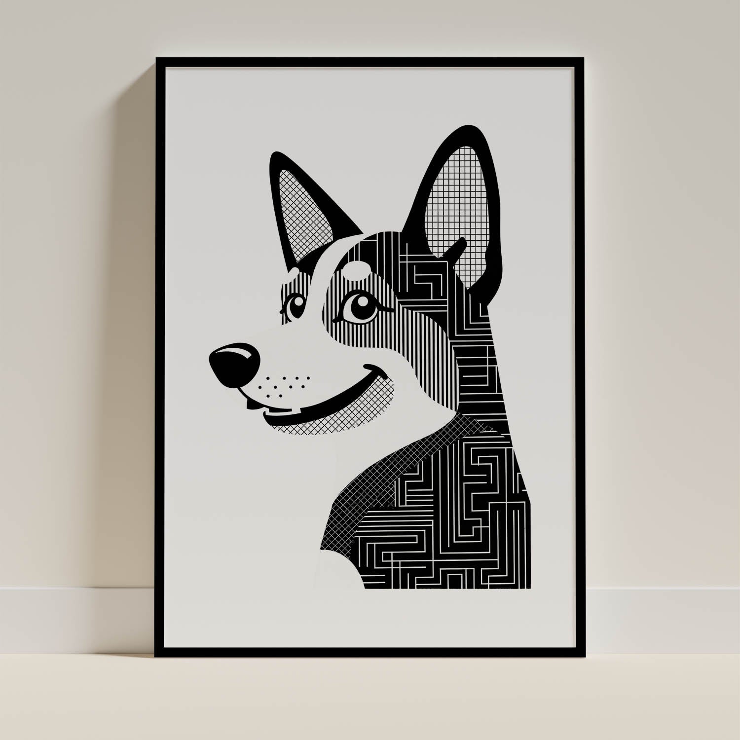 Corgi Geometric Line Art mockup