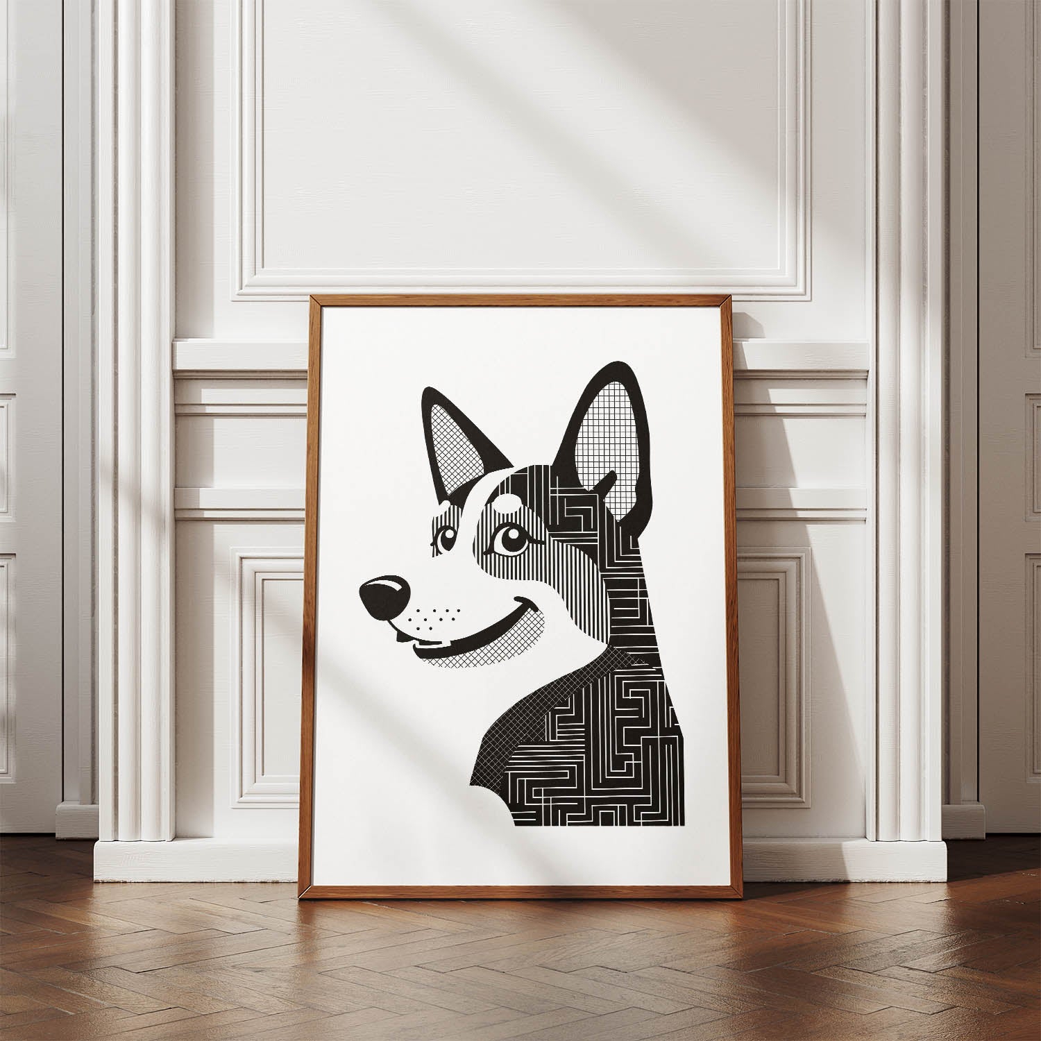 Corgi Geometric Line Art mockup