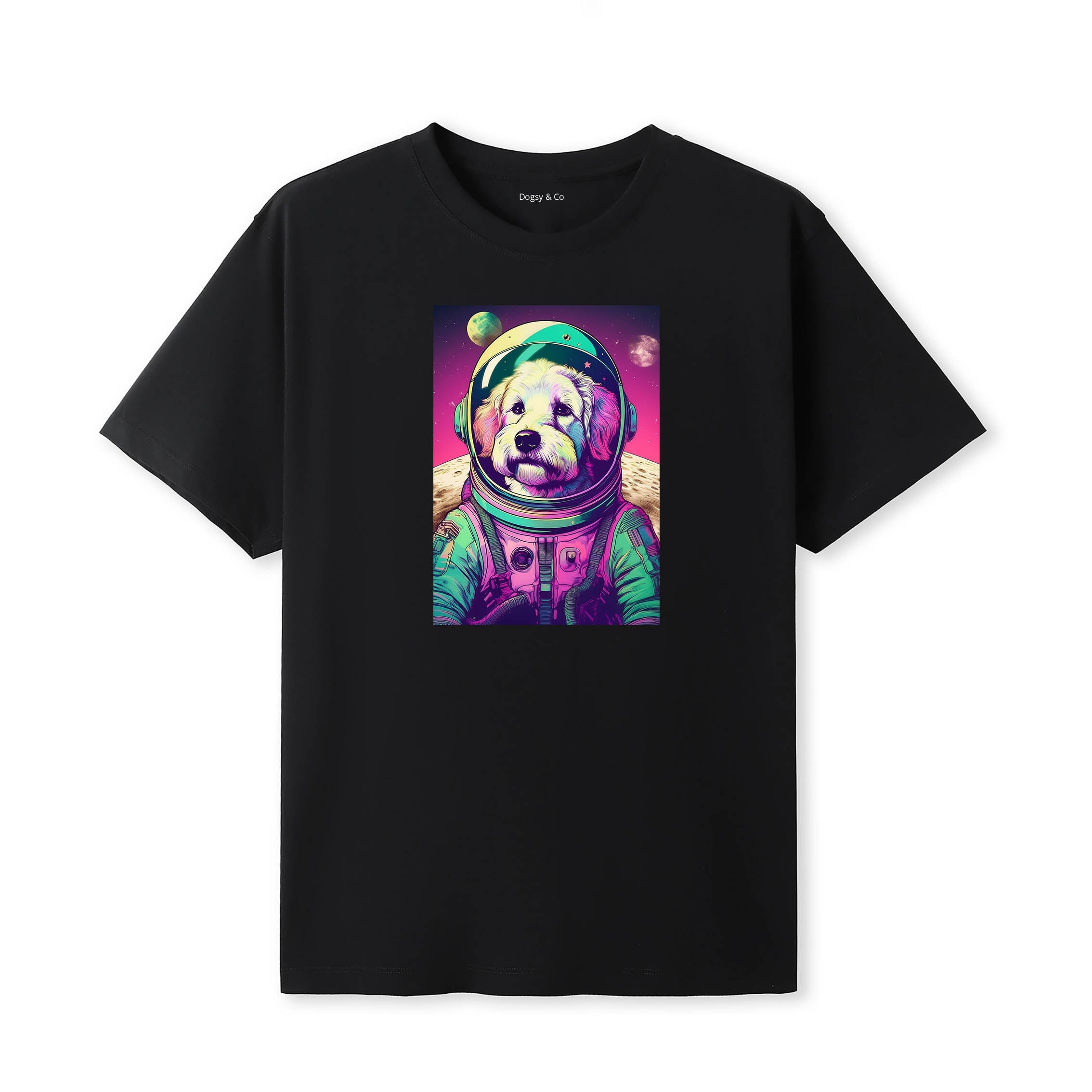 Coton de Tulear Space Dogs T-Shirt colourful astronaut dog artwork in a retro space design