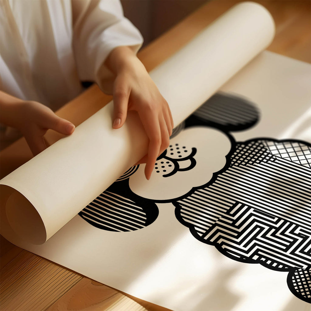 Coton de Tulear Geometric Line Art Print - Framed Mockup