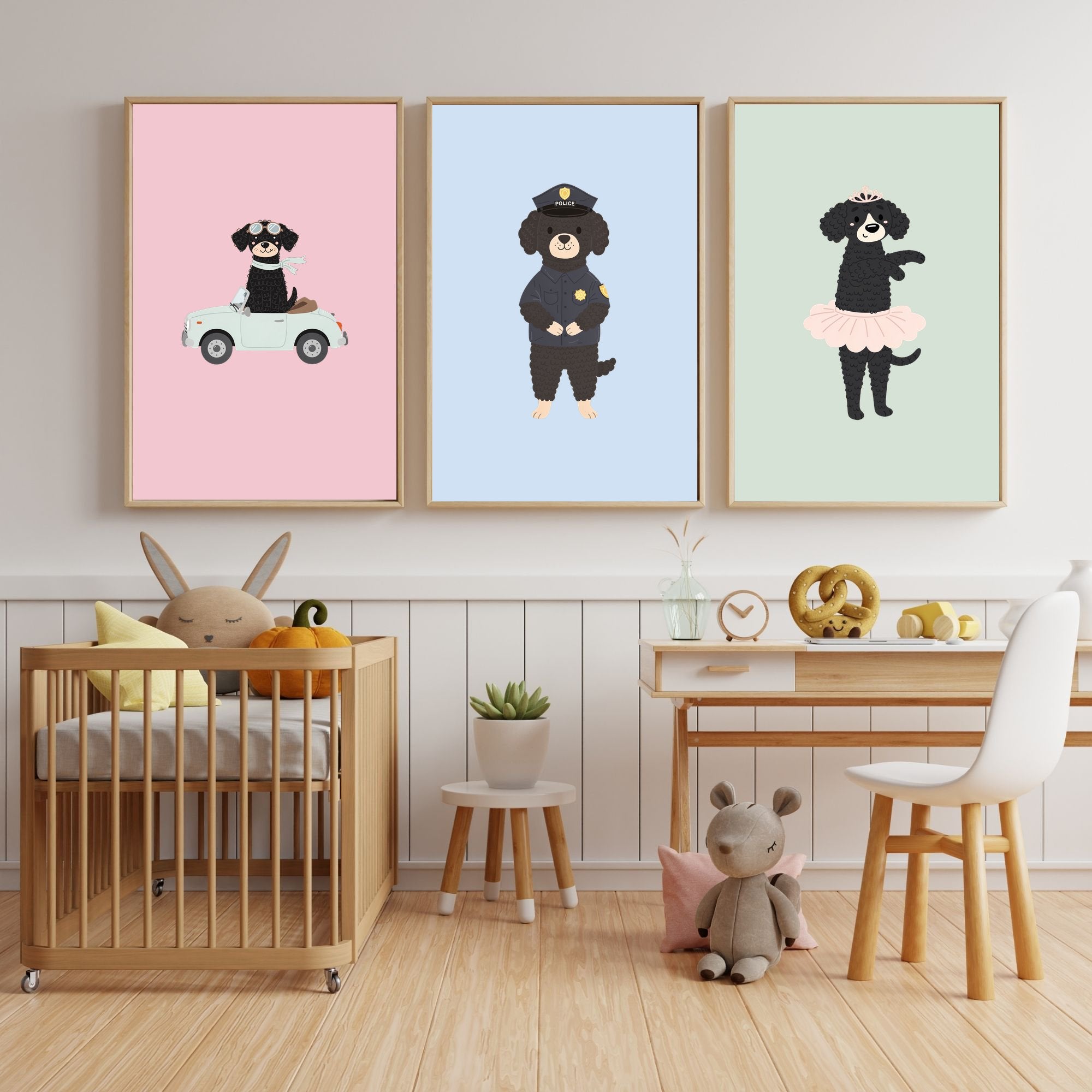 Curly Coated Retriever Kids Nursery Wall Art Print Bundle — 22 Dog Costume Designs, 5 Colours, 6 Print Sizes | Digital Download