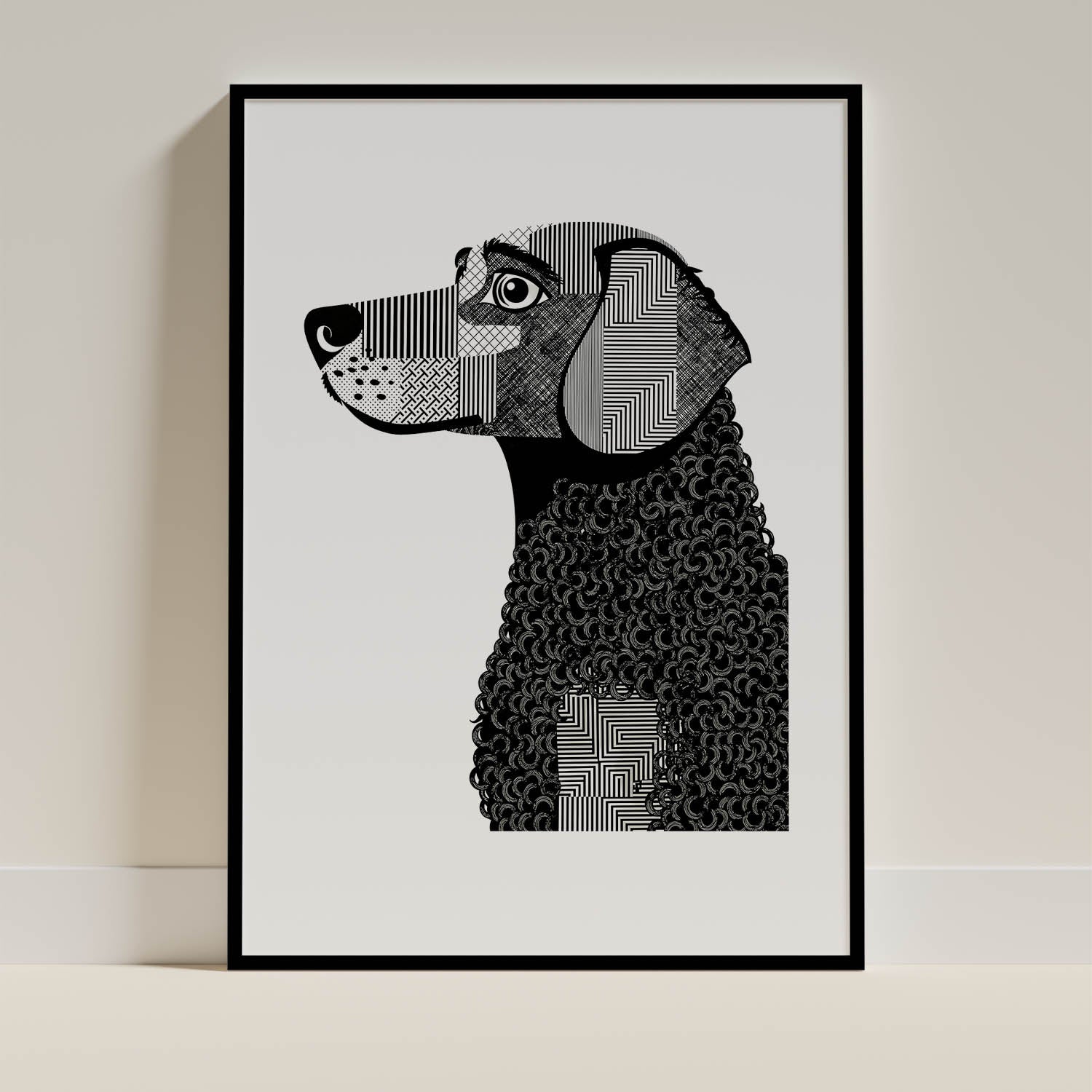 Curly Coated Retriever Geometric Line Art mockup
