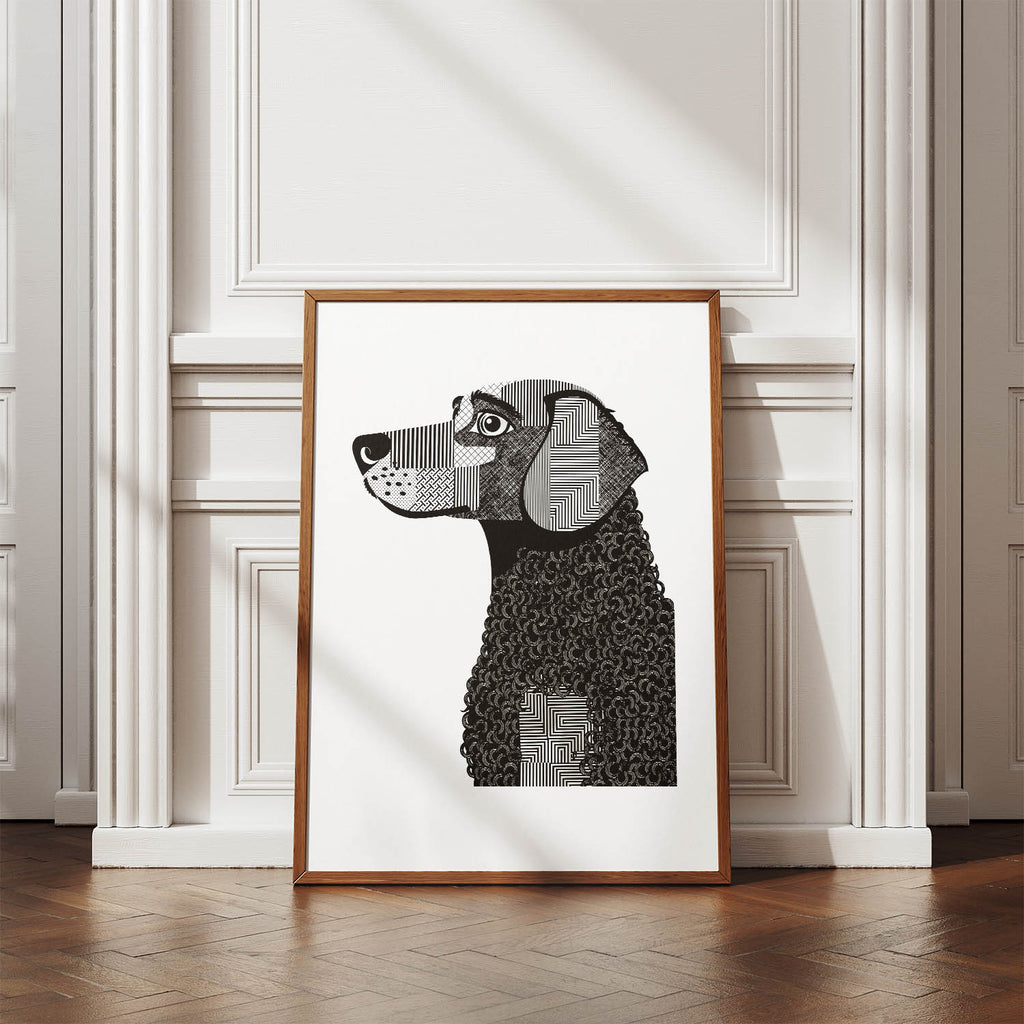 Curly Coated Retriever Geometric Line Art mockup