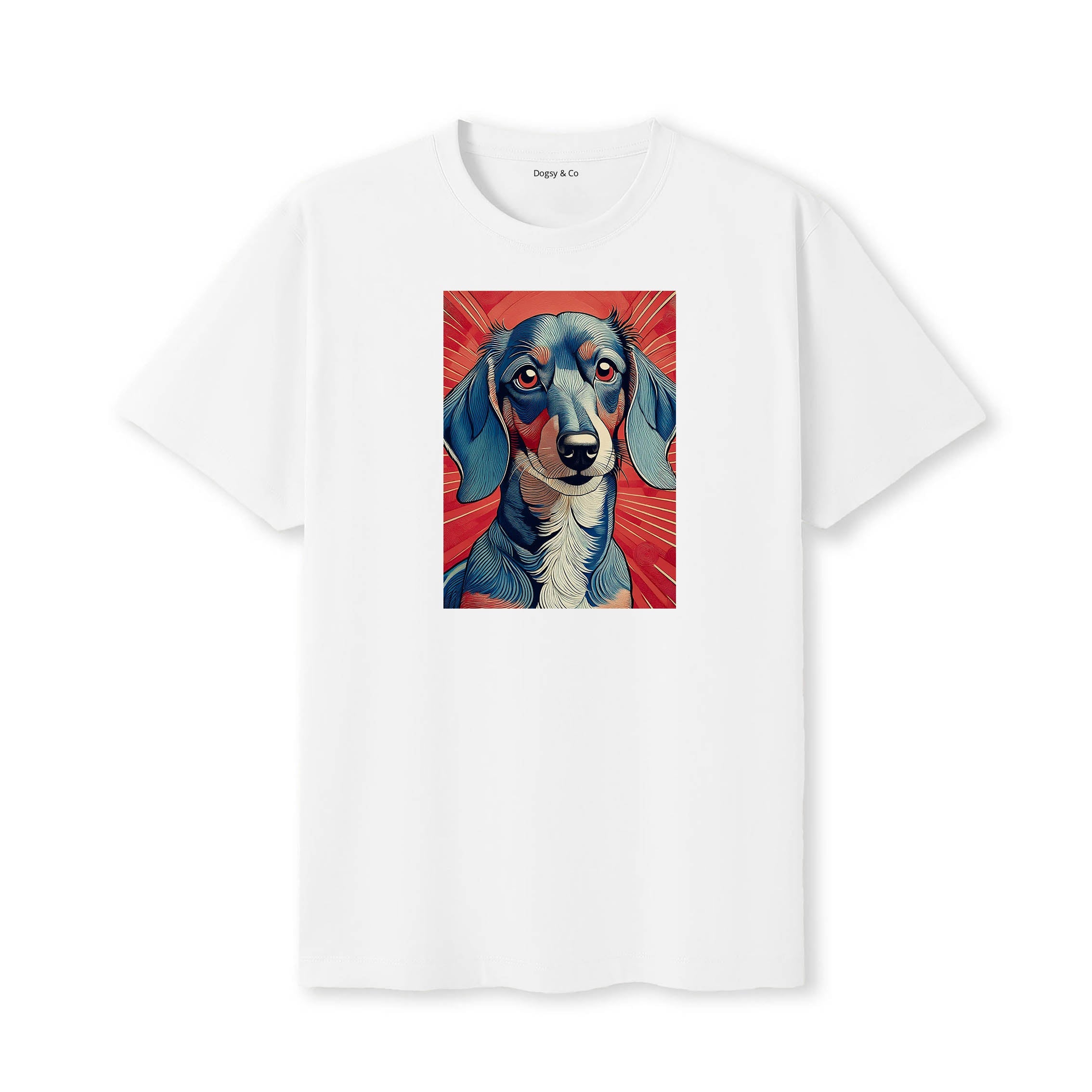 Dachshund Hokusai Dog Portrait T-Shirt V1 White